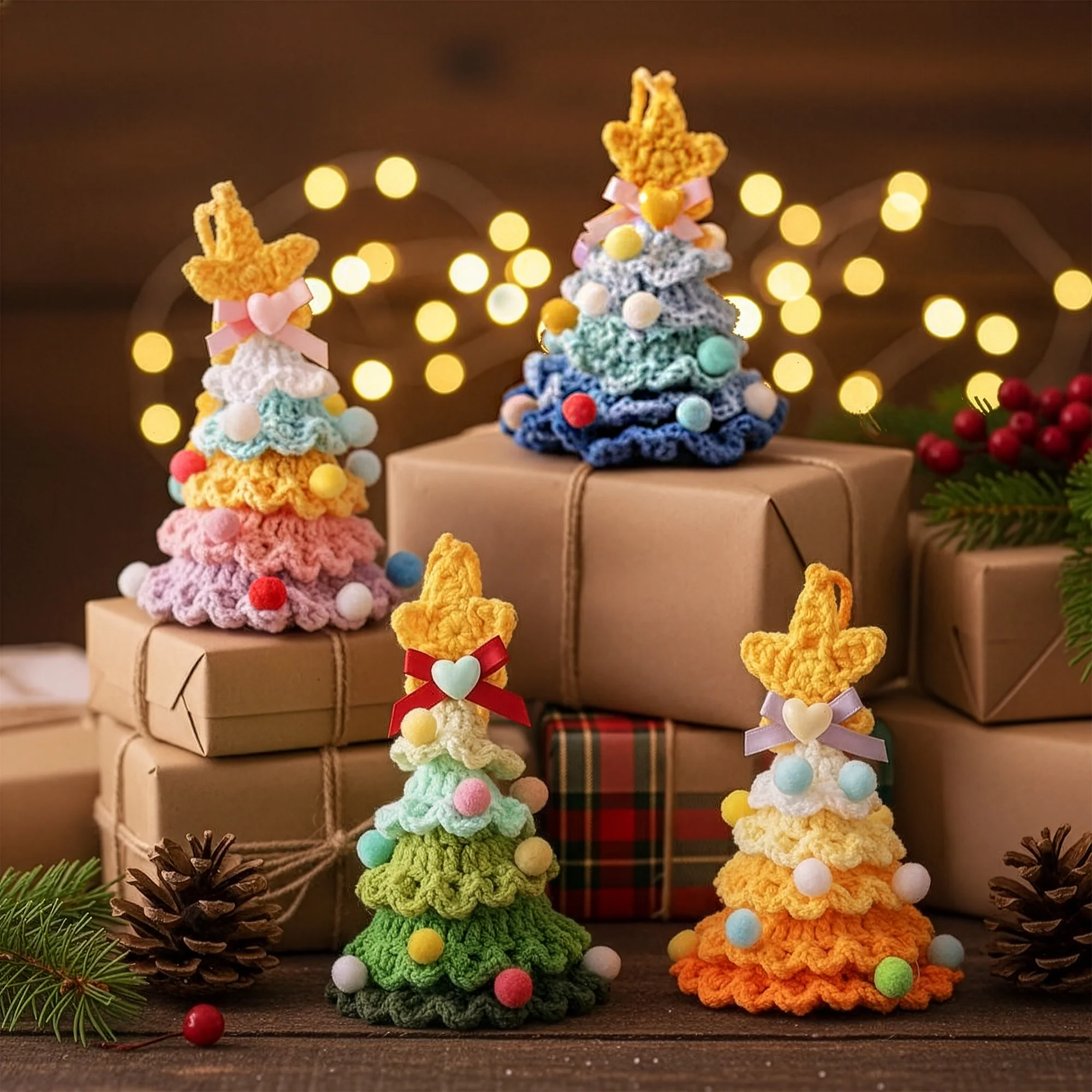 Handmade Colorful Christmas Tree - Personalized Crochet Ornament - Image 3