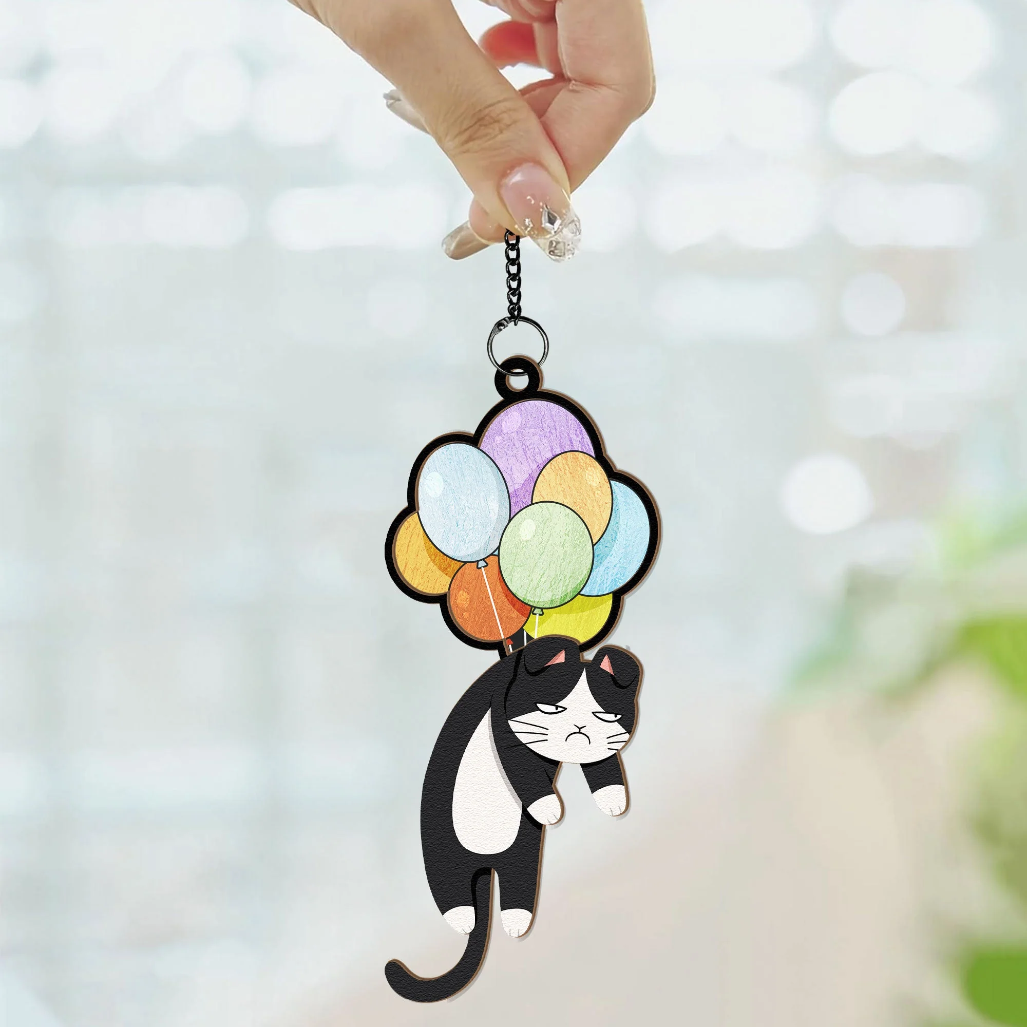Hanging Cat - Personalized Window Hanging Suncatcher Ornament - Image 2