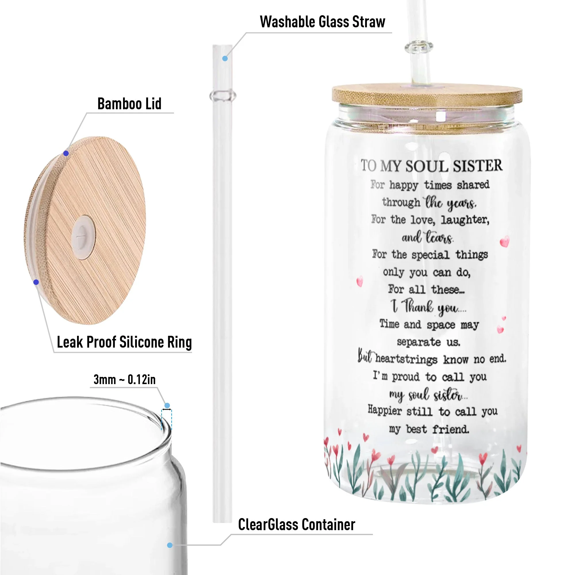 Happier Still To Call You My Best Friend. - Personalized Clear Glass Cup - Image 5
