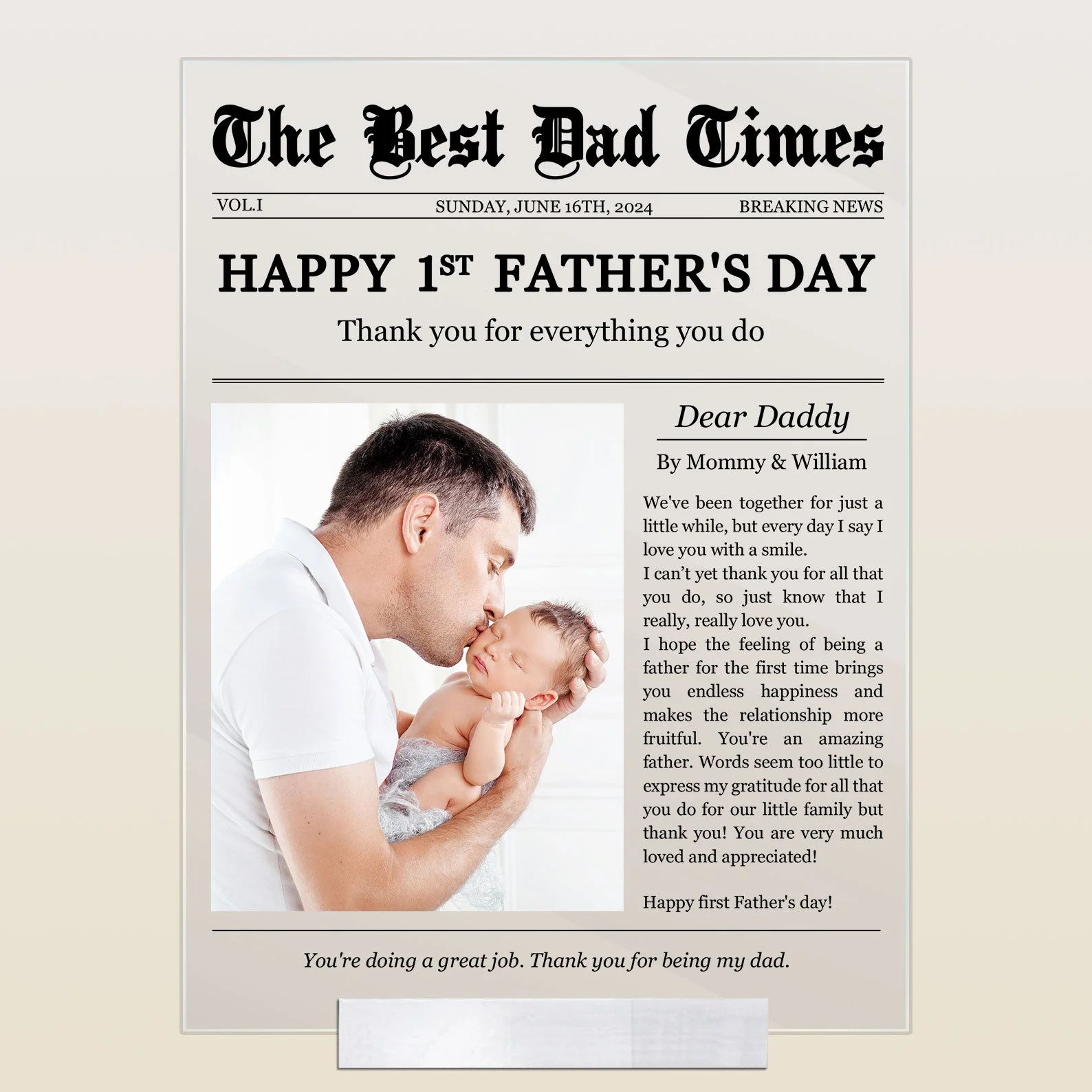 Happy 1st Father's Day Thank You For Everything - Personalized Acrylic Photo Plaque - Image 7