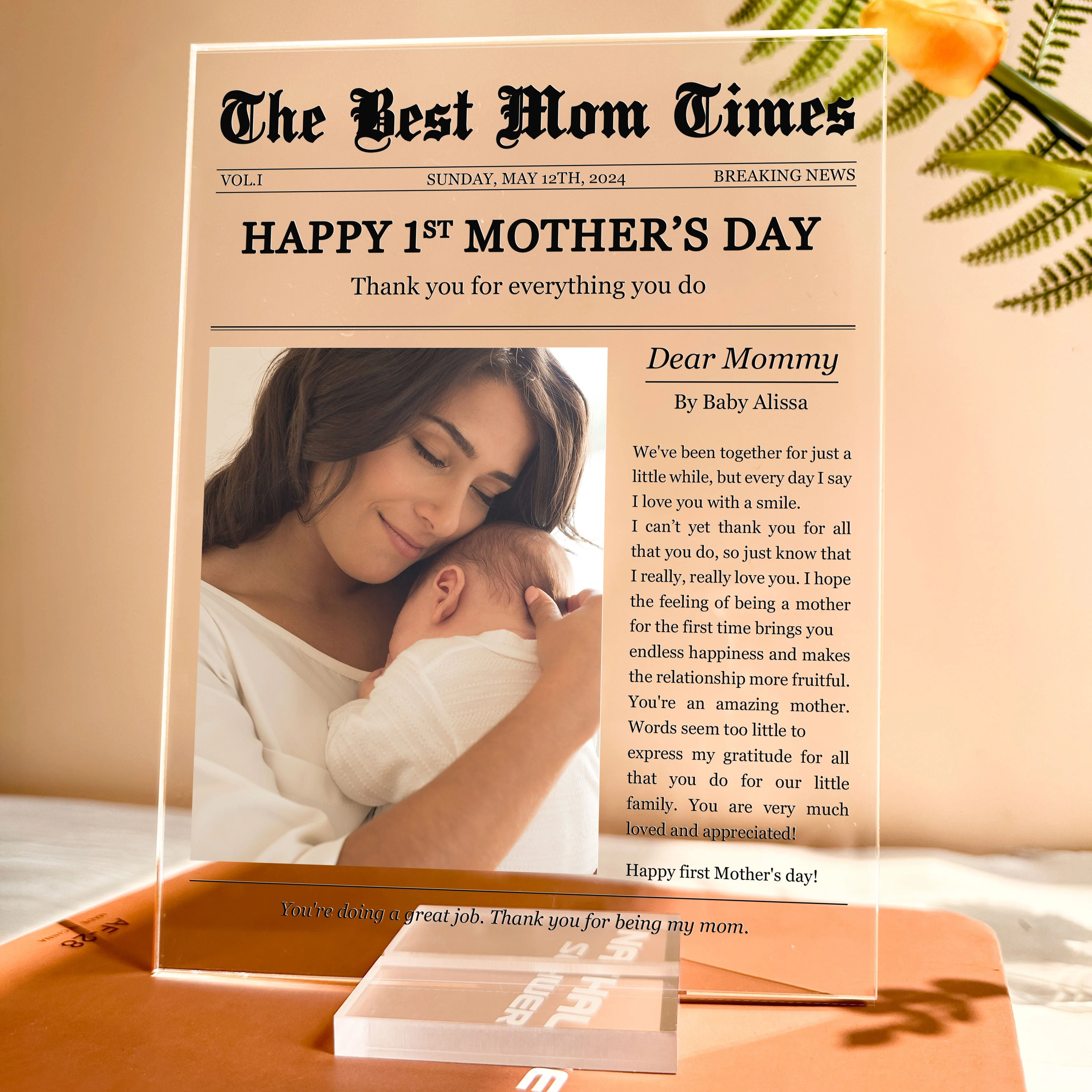 Happy 1st Mother's Day Thank You For Everything - Personalized Acrylic Photo Plaque - Image 4