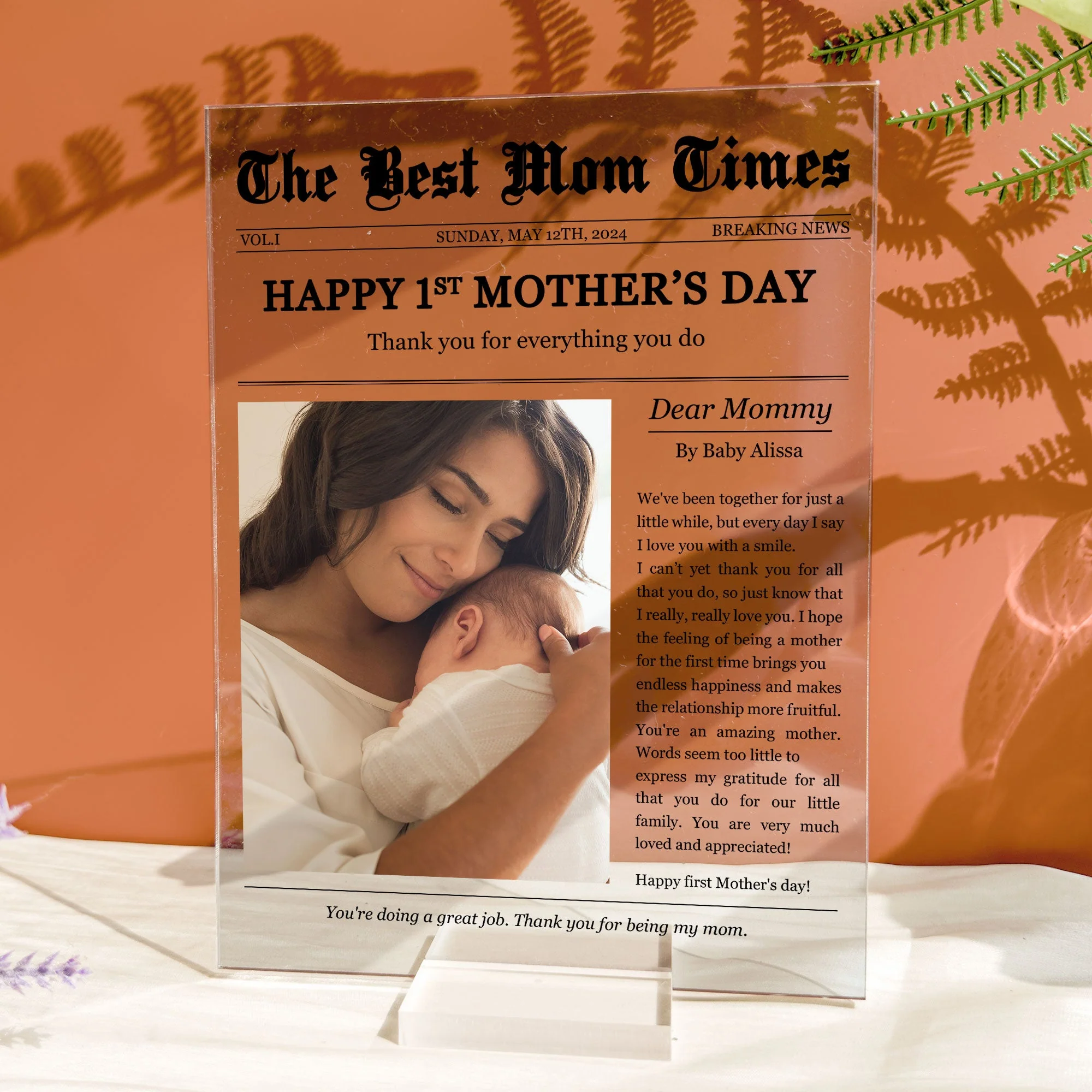 Happy 1st Mother's Day Thank You For Everything - Personalized Acrylic Photo Plaque - Image 5