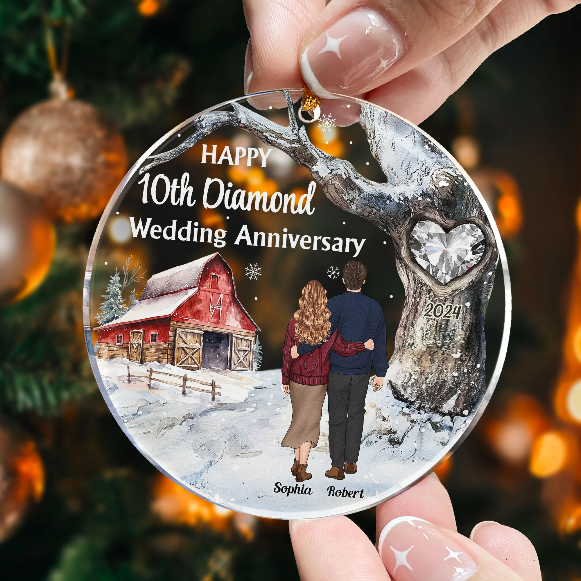 Happy 40th Ruby Wedding Anniversary - Personalized Acrylic Ornament - Image 2