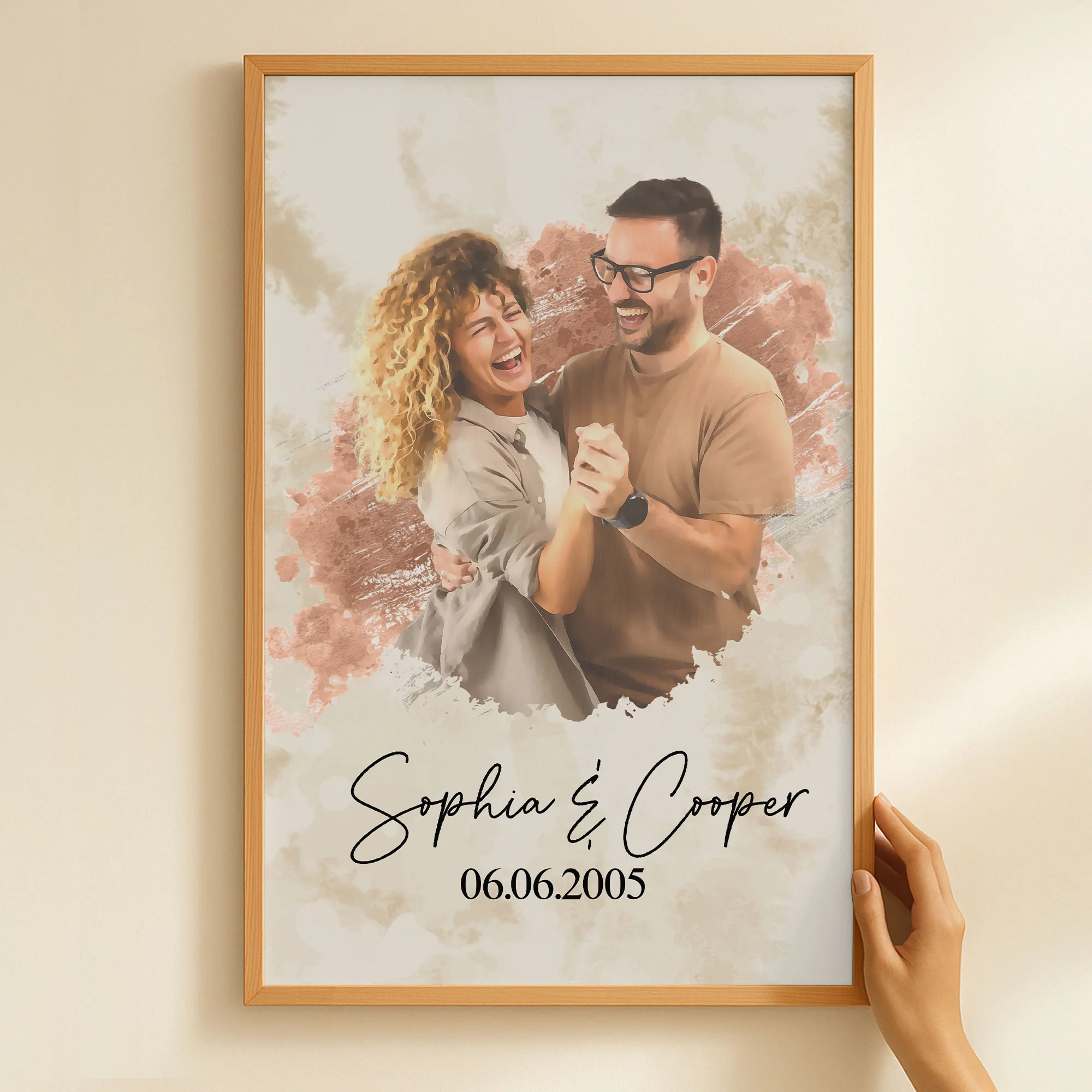 Happy Anniversary Watercolor Style - Personalized Photo Poster - Image 4