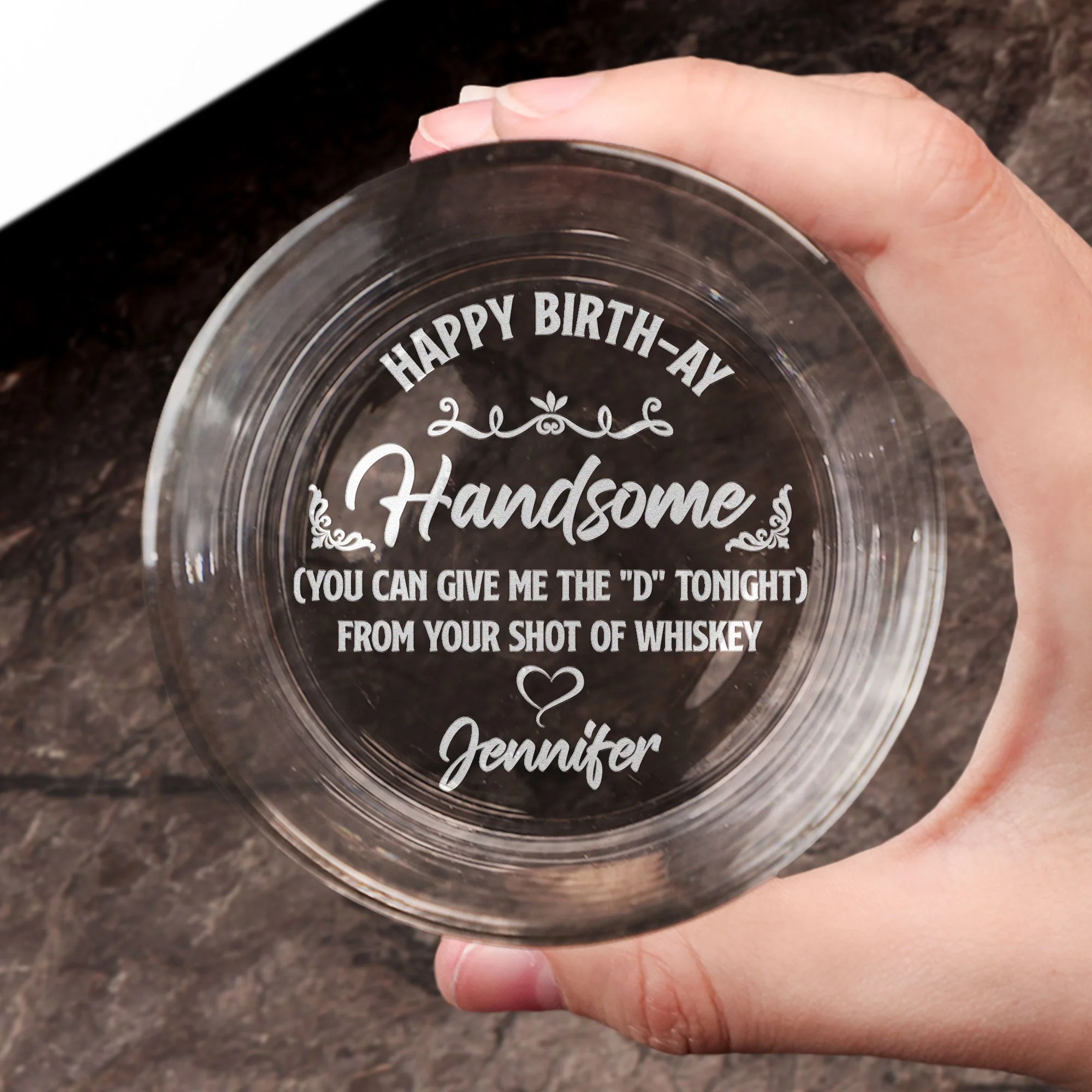 Happy Birth-ay You Can Give Me The "D" Tonight - Personalized Engraved Whiskey Glass - Image 3