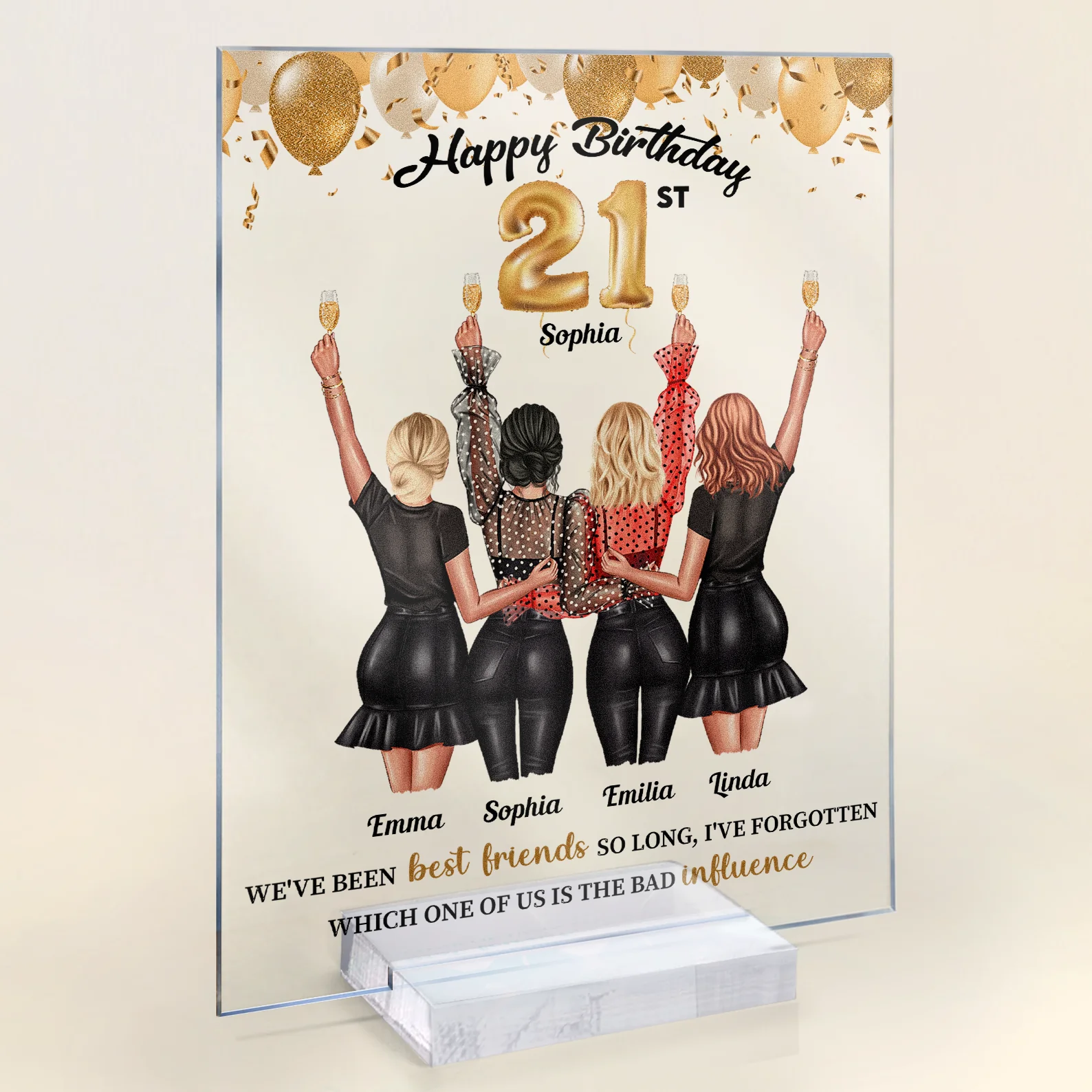 Happy Birthday Bestie - Personalized Acrylic Plaque - Birthday Friendship Gift For Besties, BFF, Soul Sisters - Image 2