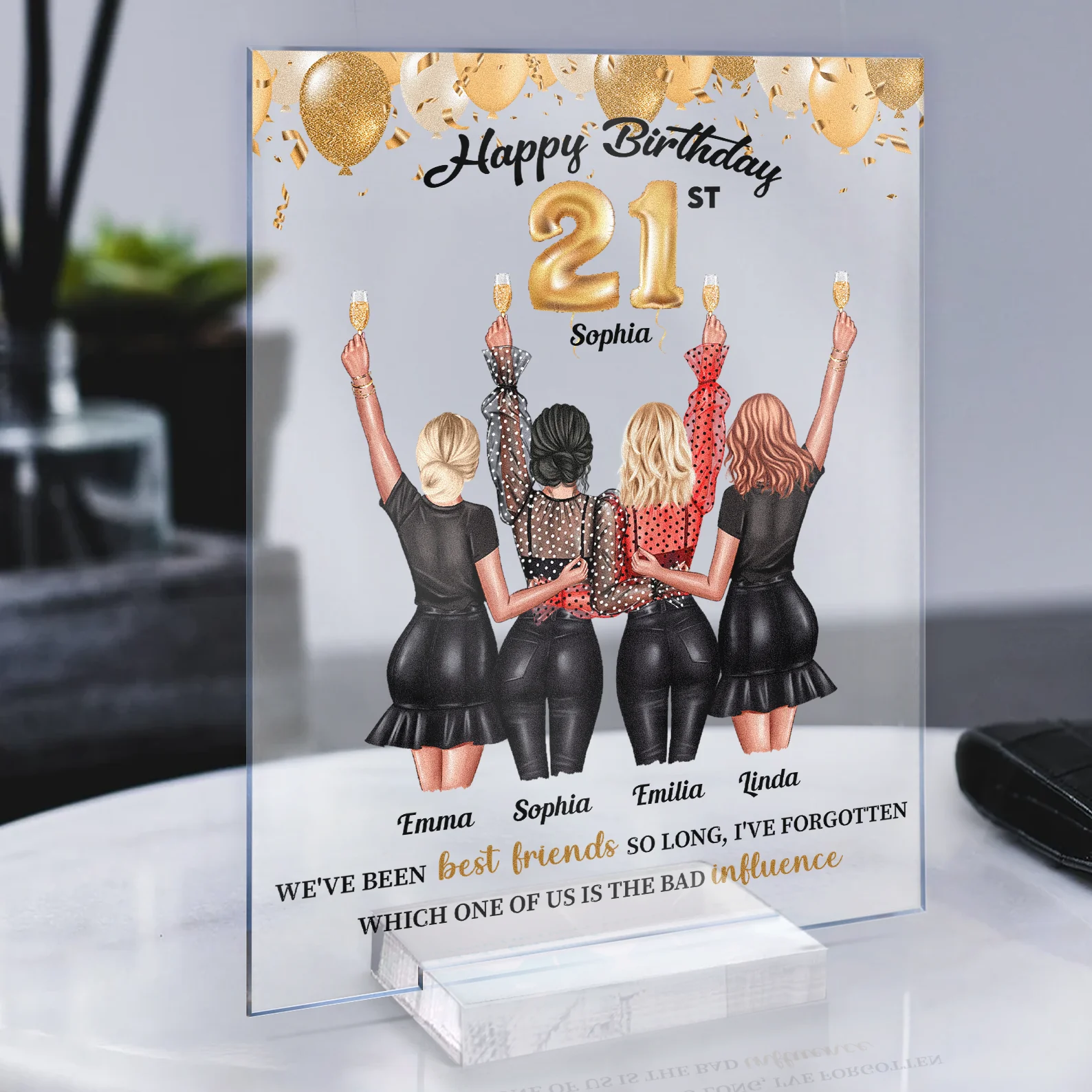 Happy Birthday Bestie - Personalized Acrylic Plaque - Birthday Friendship Gift For Besties, BFF, Soul Sisters - Image 3