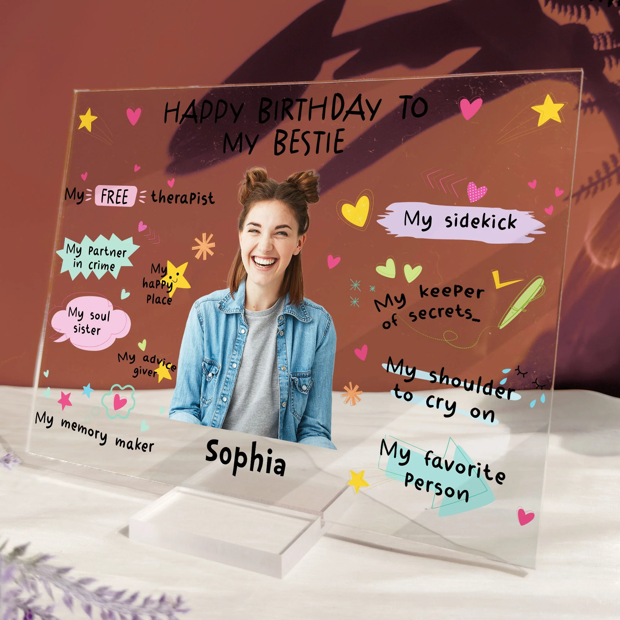 Happy Birthday To My Bestie Birthday Gift - Personalized Acrylic Photo Plaque - Image 7