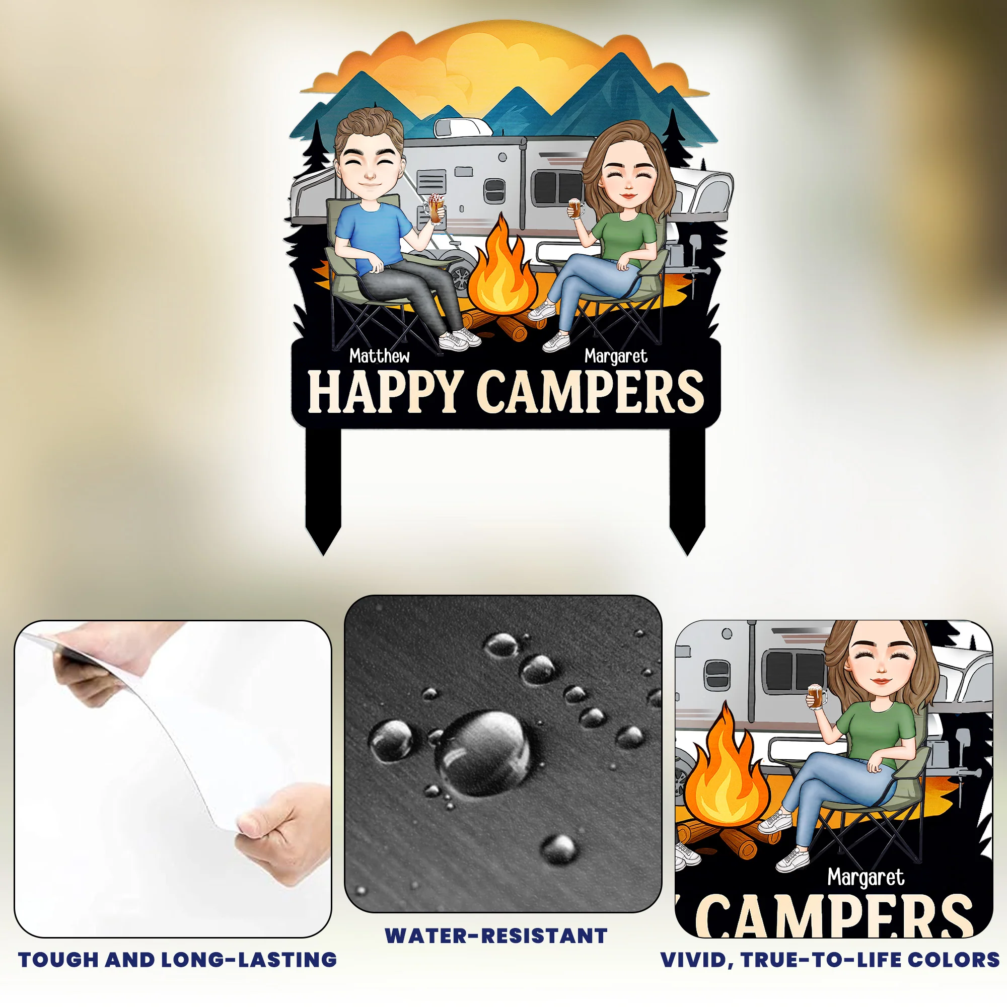 Happy Campers Welcome To Our Campsite - Personalized Metal Garden Stake - Image 7