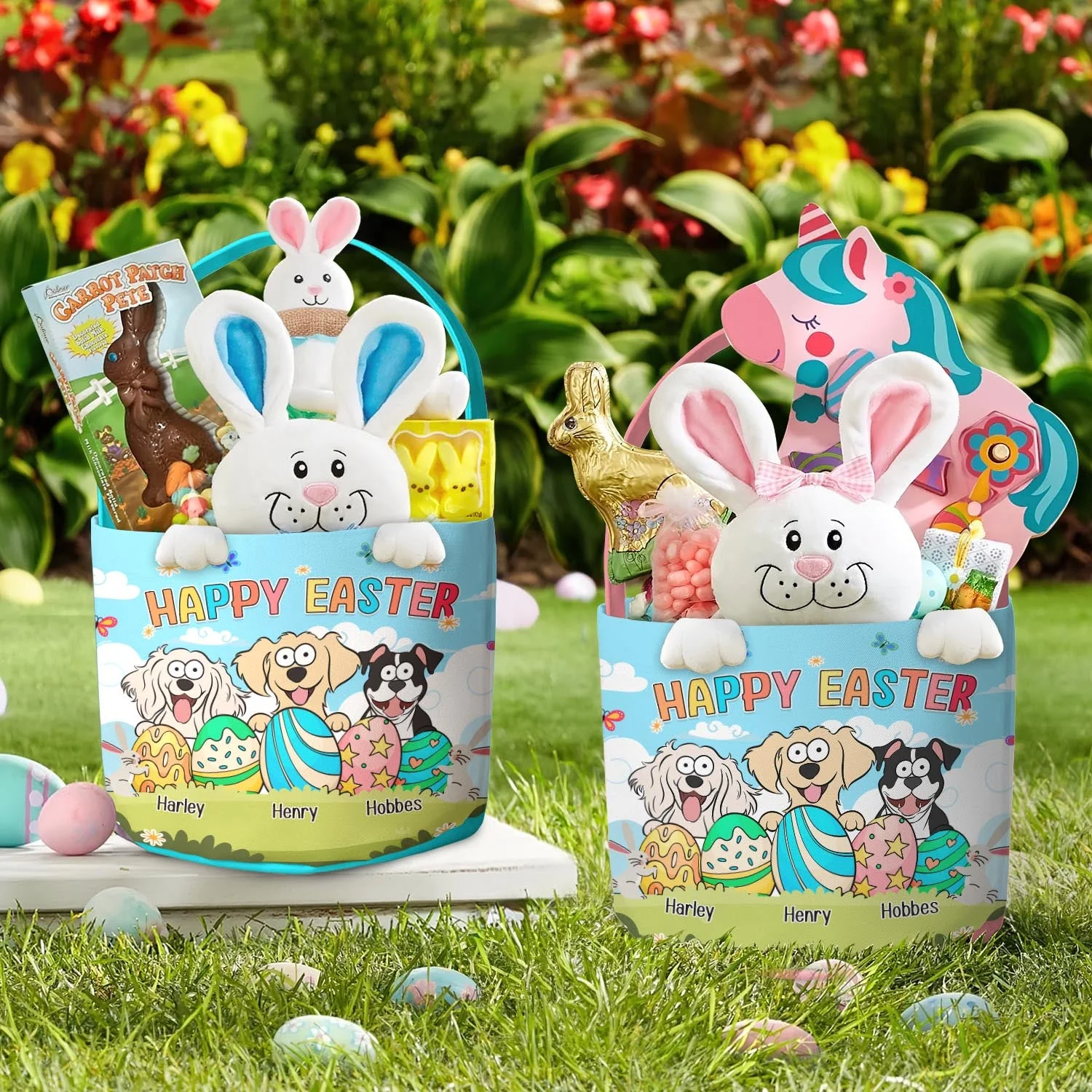 Happy Easter With Pet And Easter Eggs - Personalized Easter Basket - Image 4