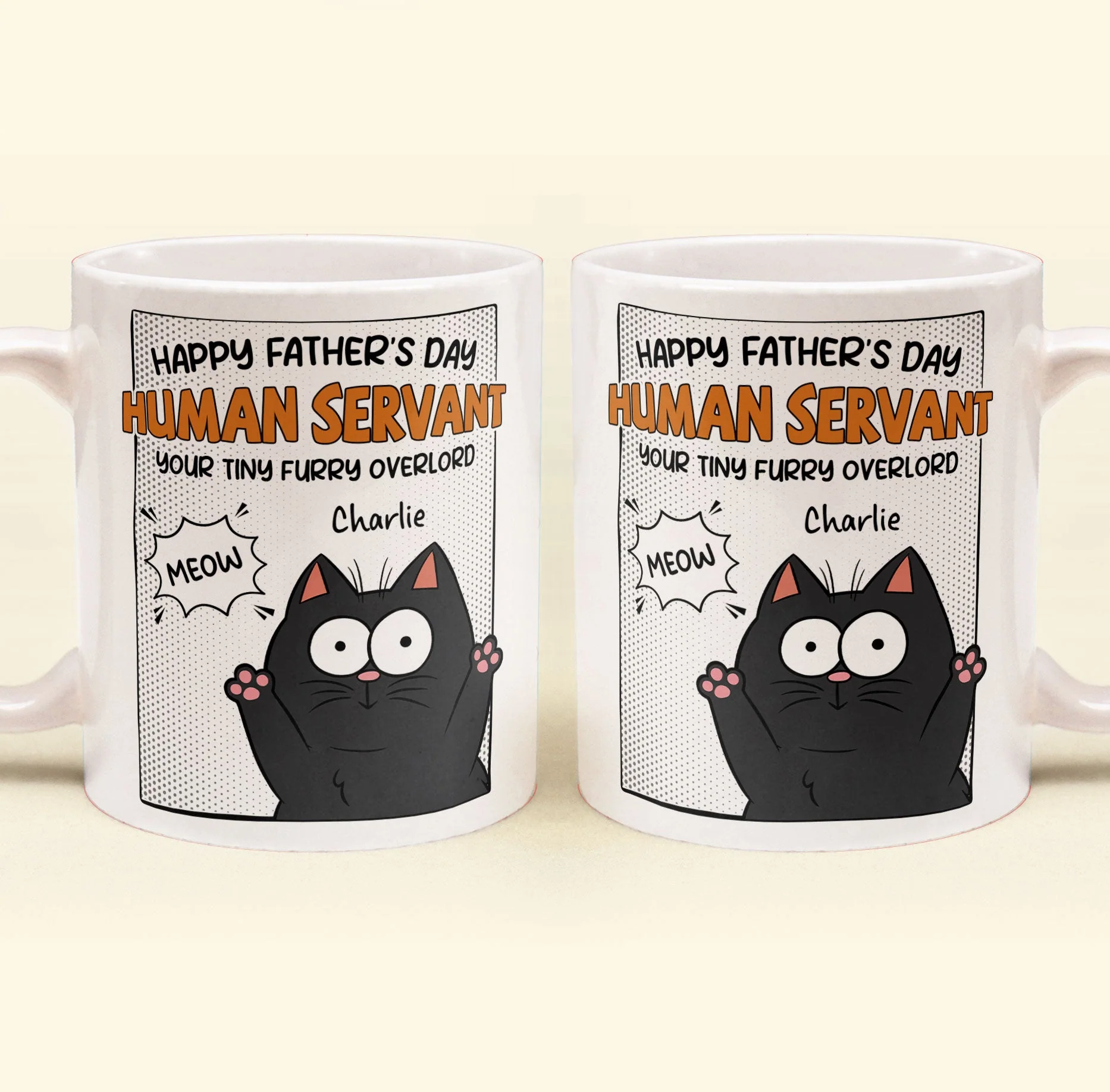 Happy Father's Day Human Servant - Personalized Mug for Cat Dad - Image 4