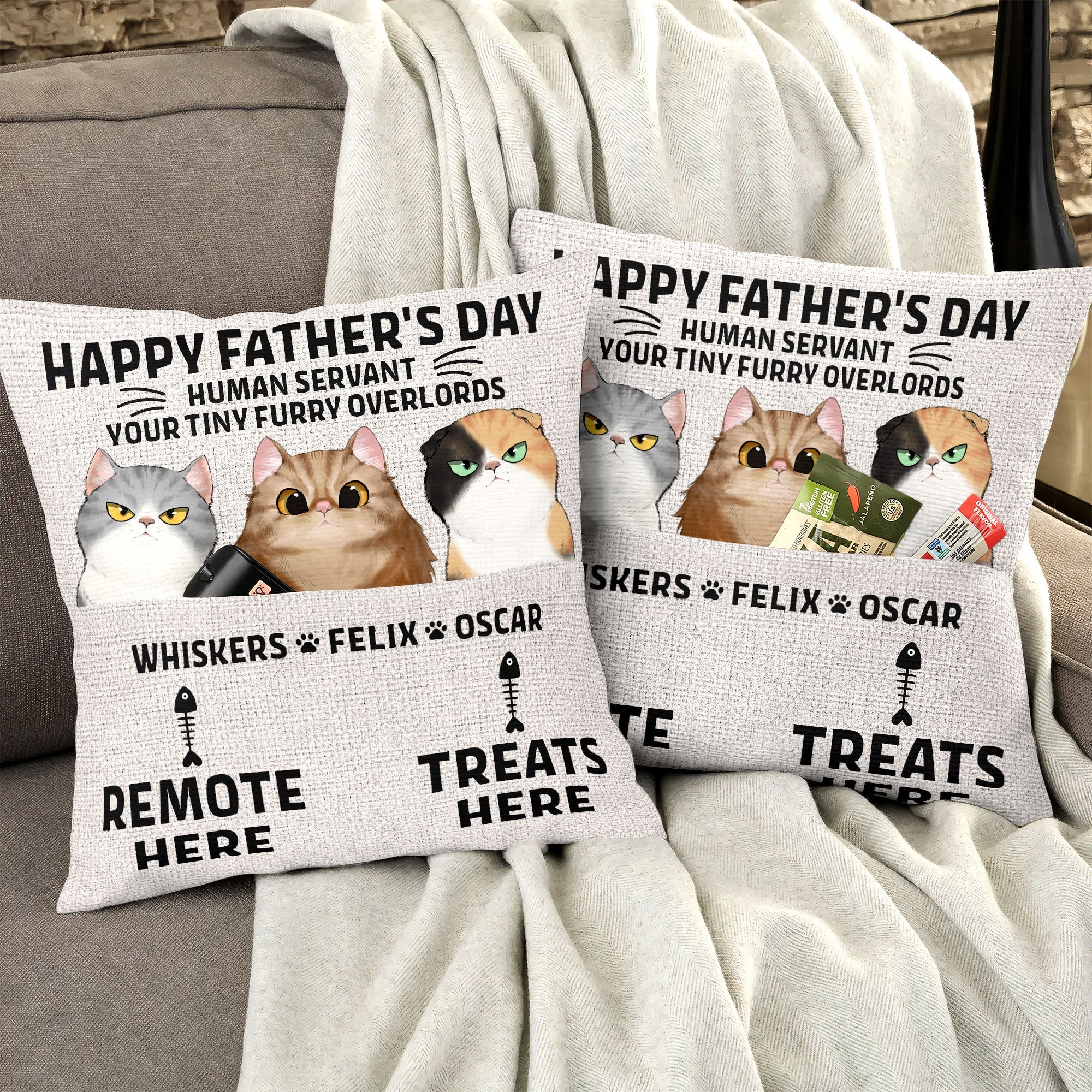 Happy Father's Day Human Servant - Personalized Pocket Pillow (Insert Included) - Image 4