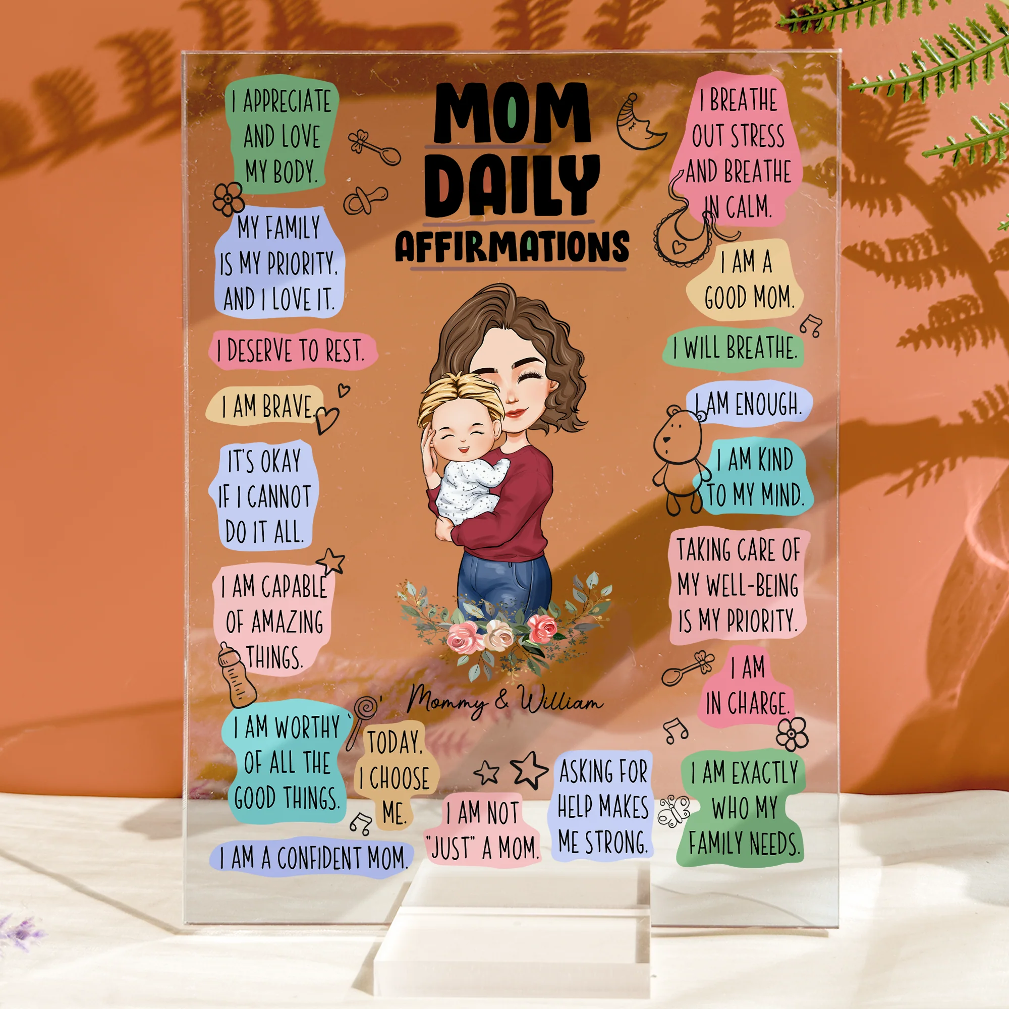 Happy First Mother's Day Mom Daily Affirmations - Personalized Acrylic Plaque - Image 3