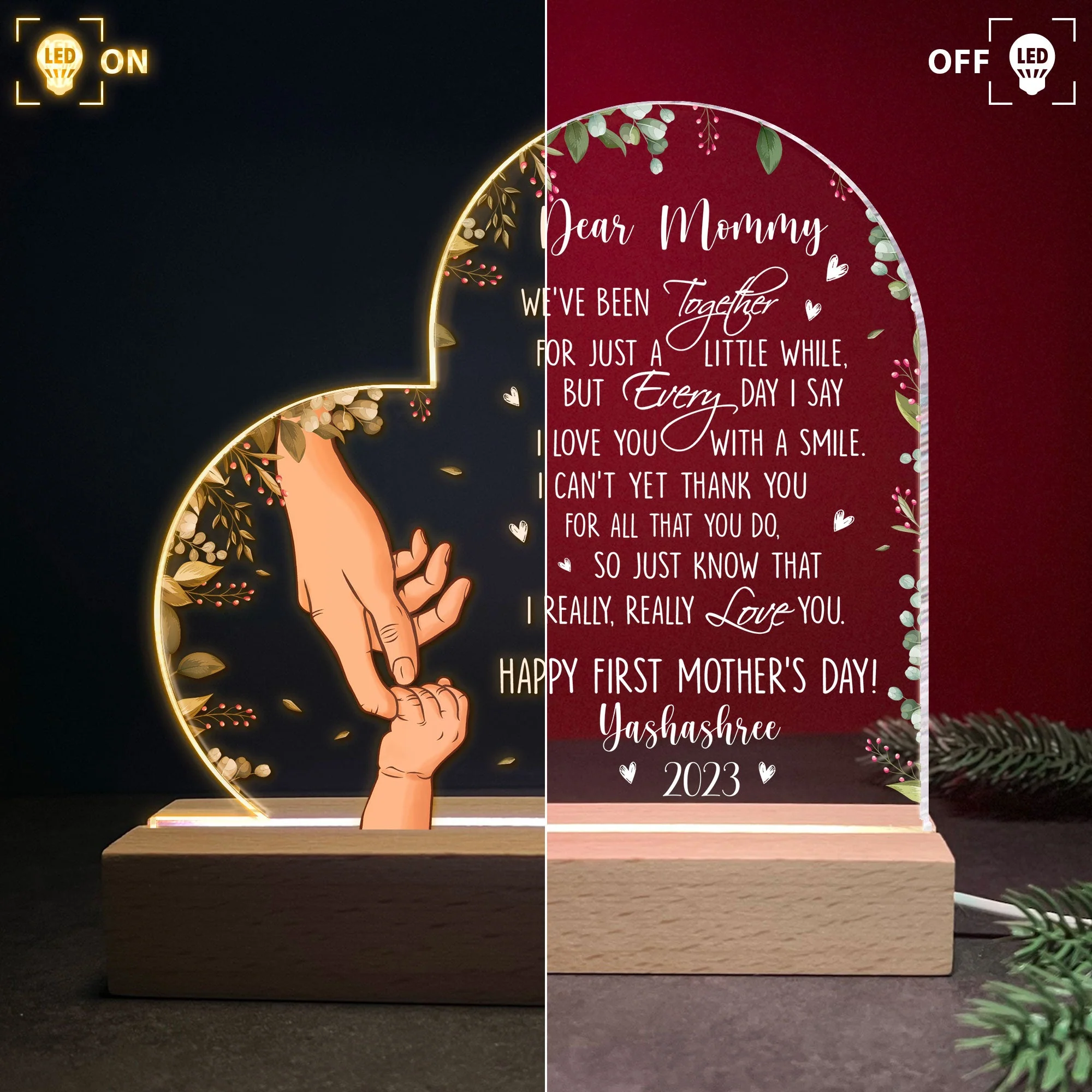 Happy First Mother's Day - Personalized LED Light - Image 3