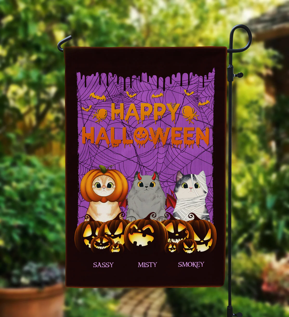 Happy Halloween - Personalized Flag - Halloween Gift For Cat Lover, Cat Mom, Cat House - Image 2