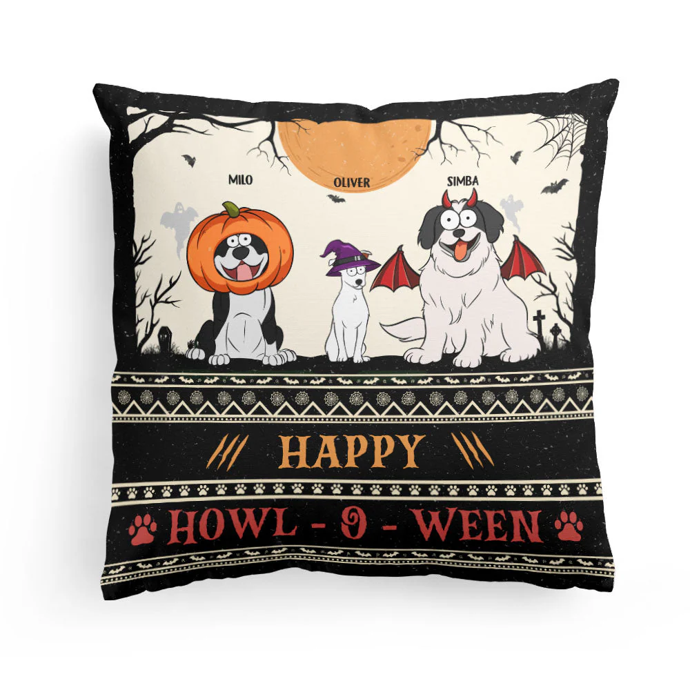 Happy Howl-O-Ween - Personalized Pillow (Insert Included) - Image 5