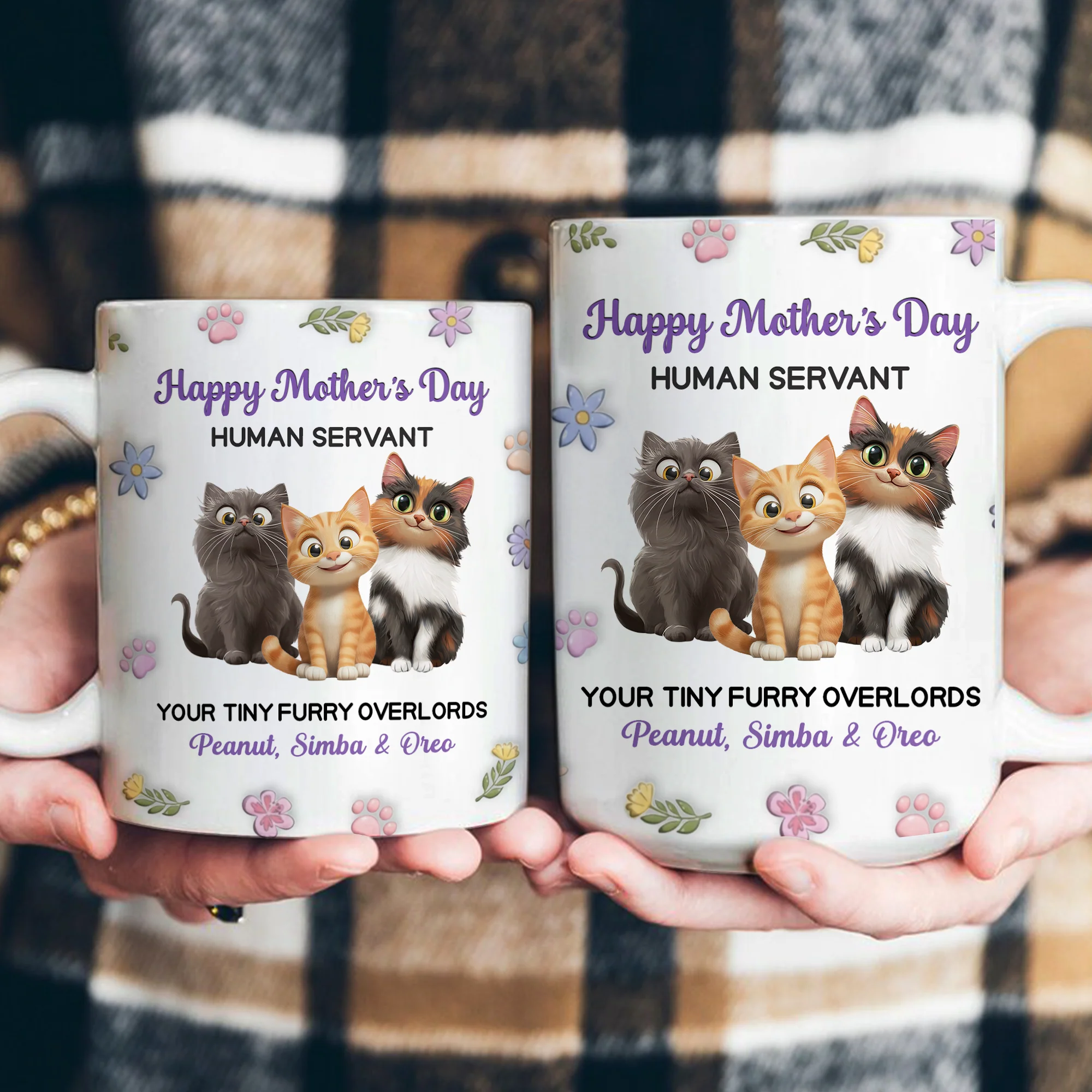Happy Mother's Day Human Servant Your Tiny Furry Overlords - Personalized Mug - Image 4