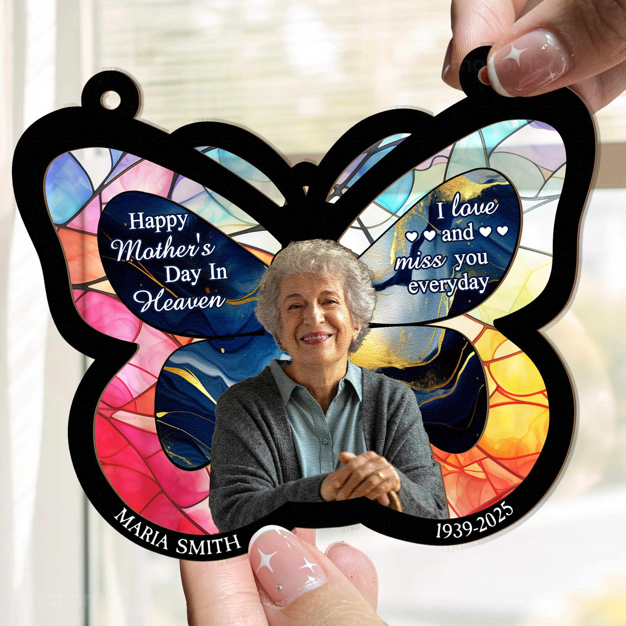 Happy Mother's Day In Heaven - Personalized Window Hanging Suncatcher Photo Ornament - Image 2