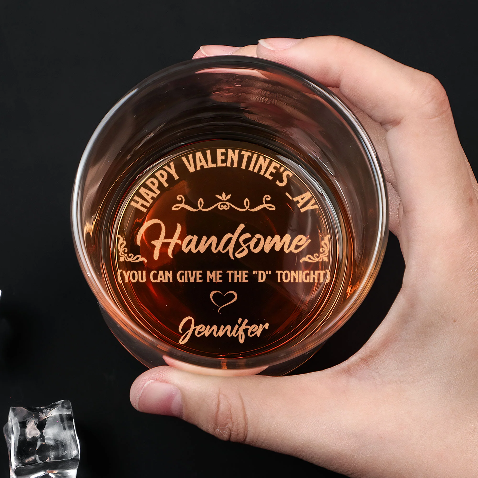 Happy Valentine's _ay Give Me The D Tonight - Personalized Engraved Whiskey Glass - Image 4
