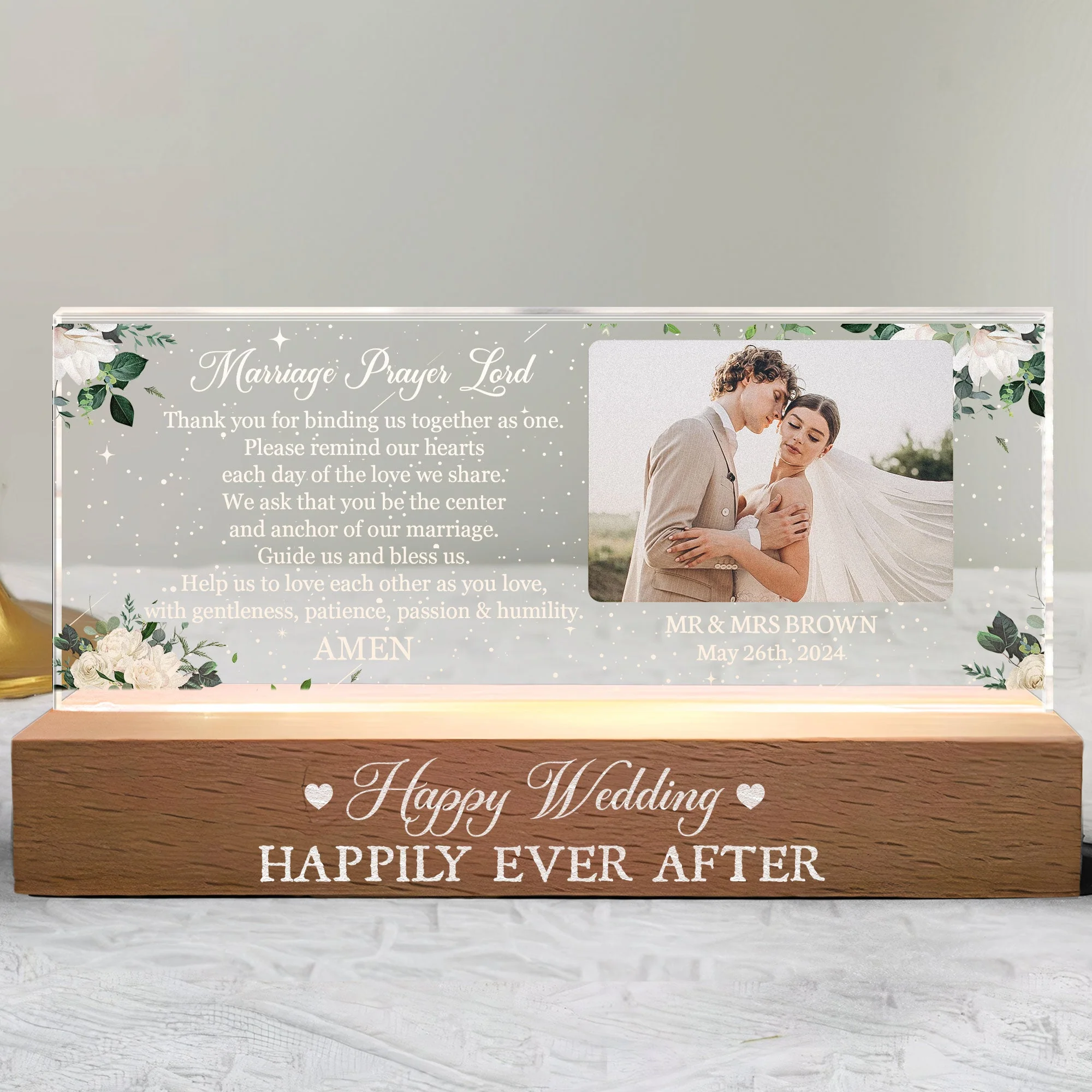 Happy Wedding Thank You For Binding Us Together - Personalized Photo LED Night Light - Image 6