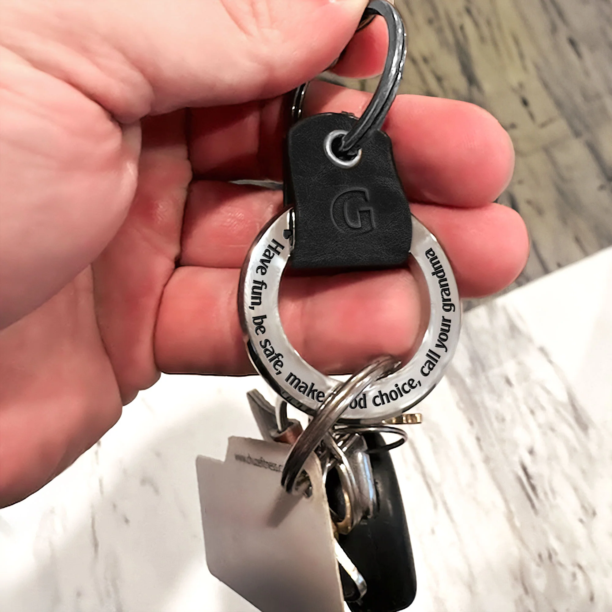 Have Fun, Be Safe, Make Good Choice - Personalized Coordinates Keychain - Image 3