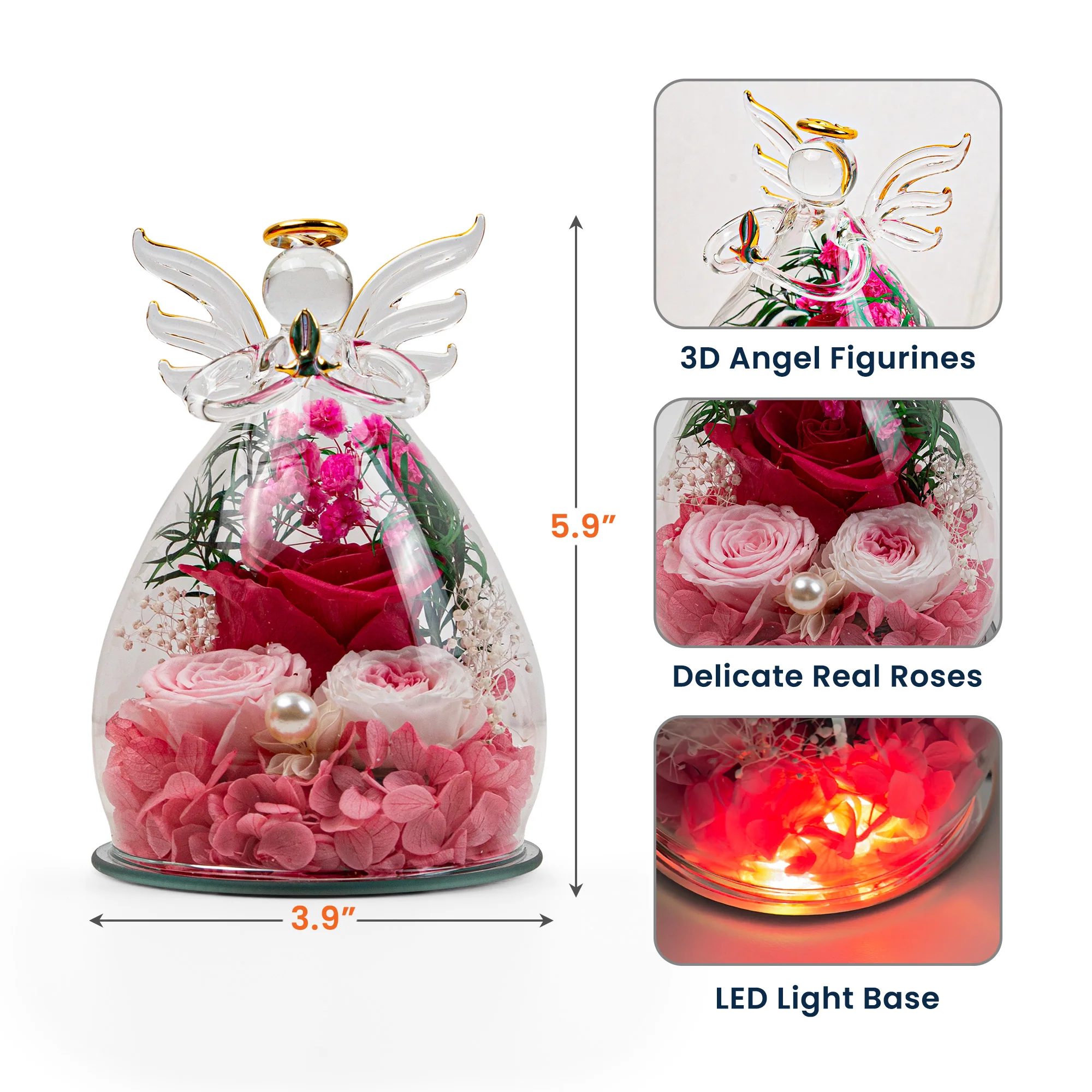 Having You As My Wife Mother's Day Gift For Wife - Personalized Flower In Glass Angel Figurines - Image 7