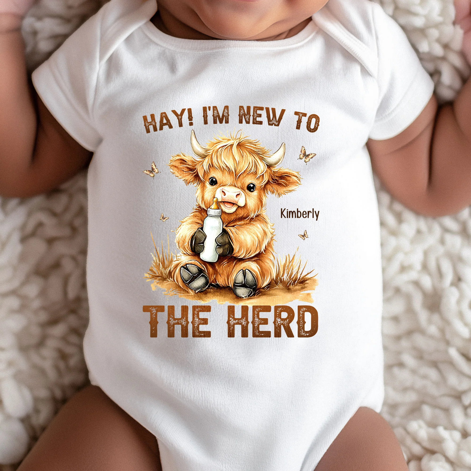 Hay I'm New To The Herd - Personalized Baby Bodysuit - Image 3