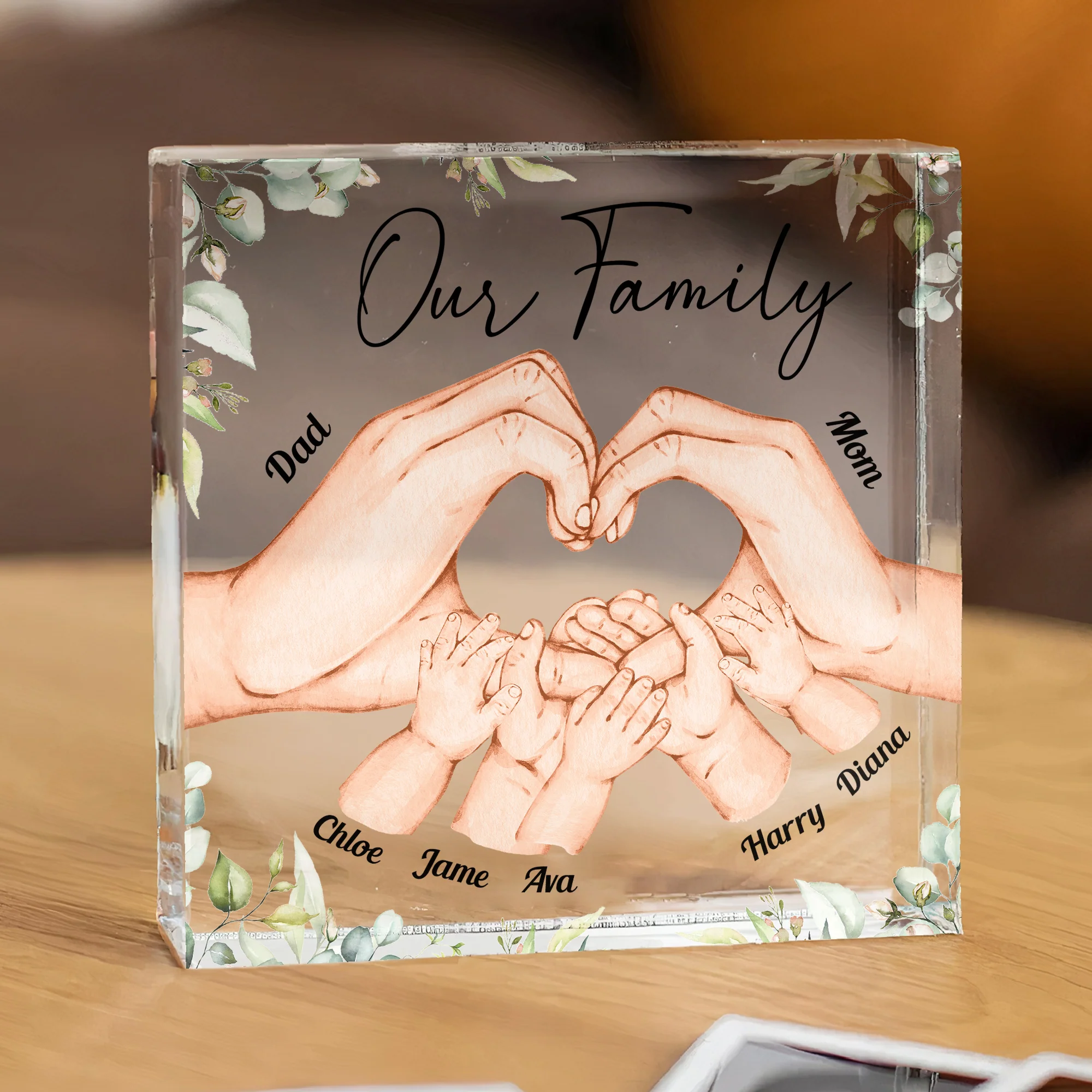 Heart Holding Hands Parents - Custom Shaped Square-Shaped Acrylic Plaque - Image 2