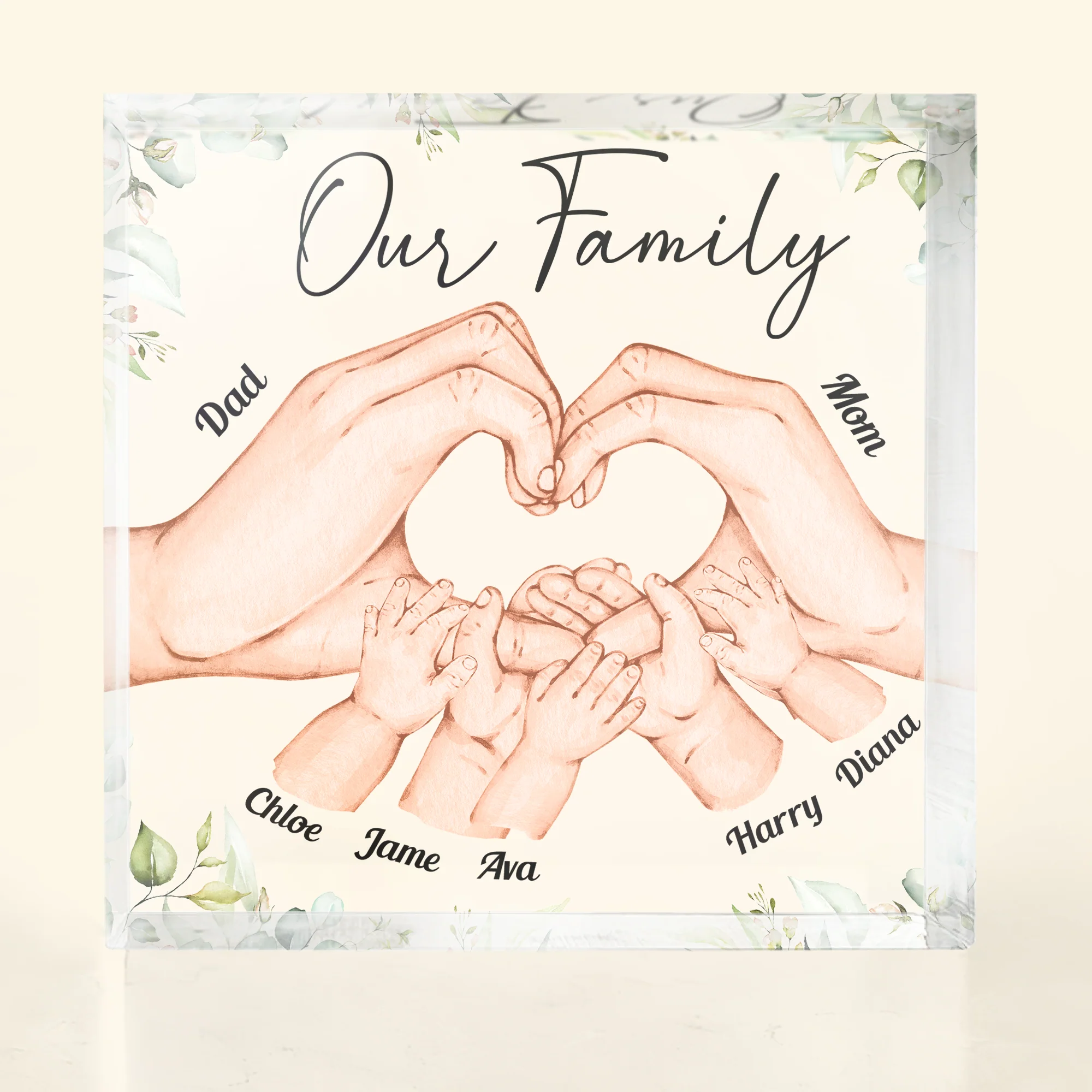 Heart Holding Hands Parents - Custom Shaped Square-Shaped Acrylic Plaque - Image 3