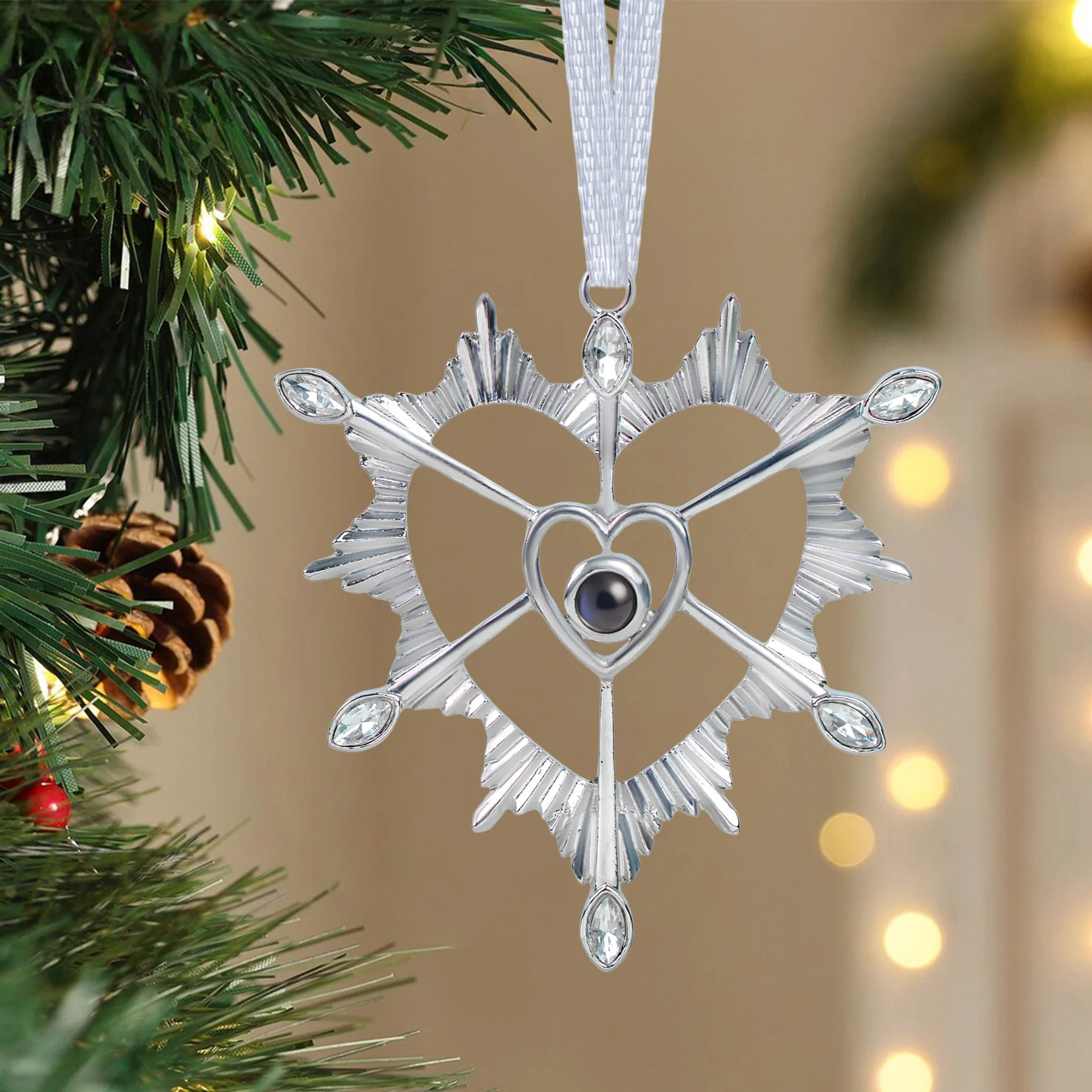 Heart-Shaped Keepsake - Personalized Photo Projection Ornament - Image 6