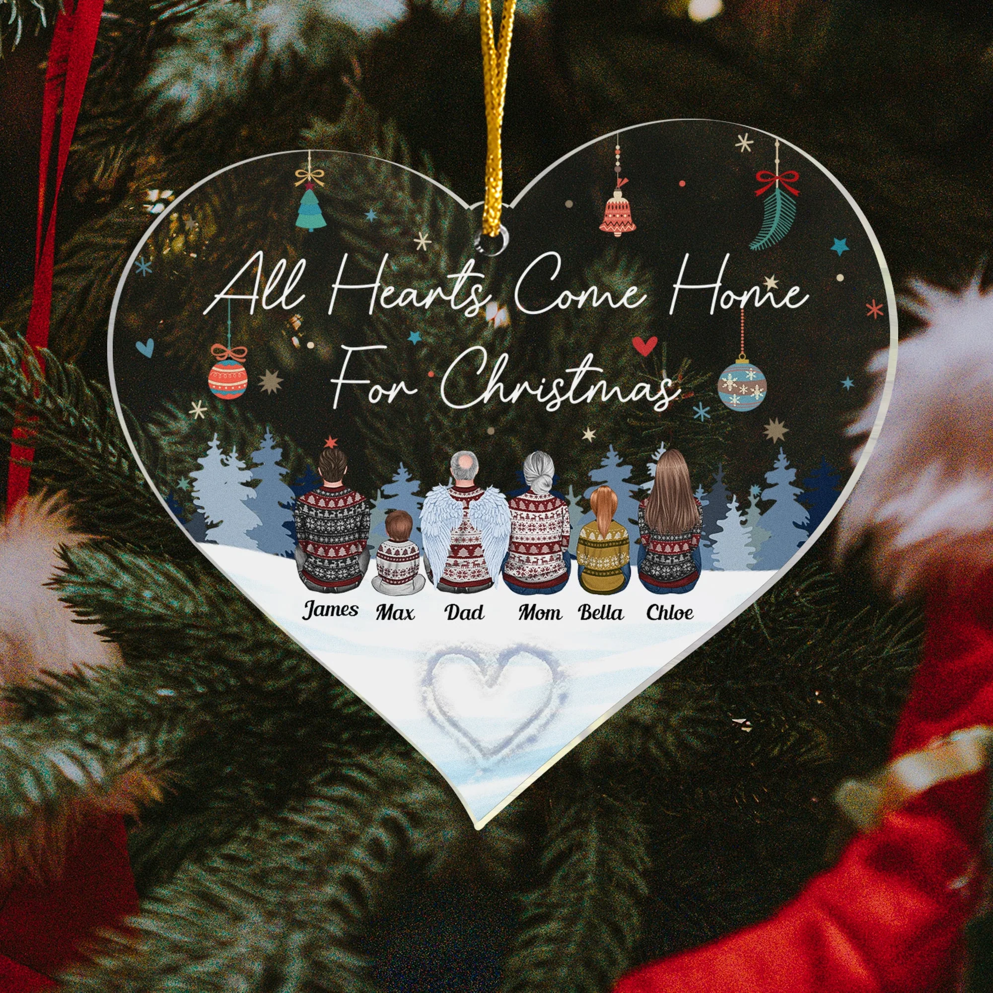 Hearts Come Home For Christmas - Personalized Custom Shape Acrylic Ornament - Image 2