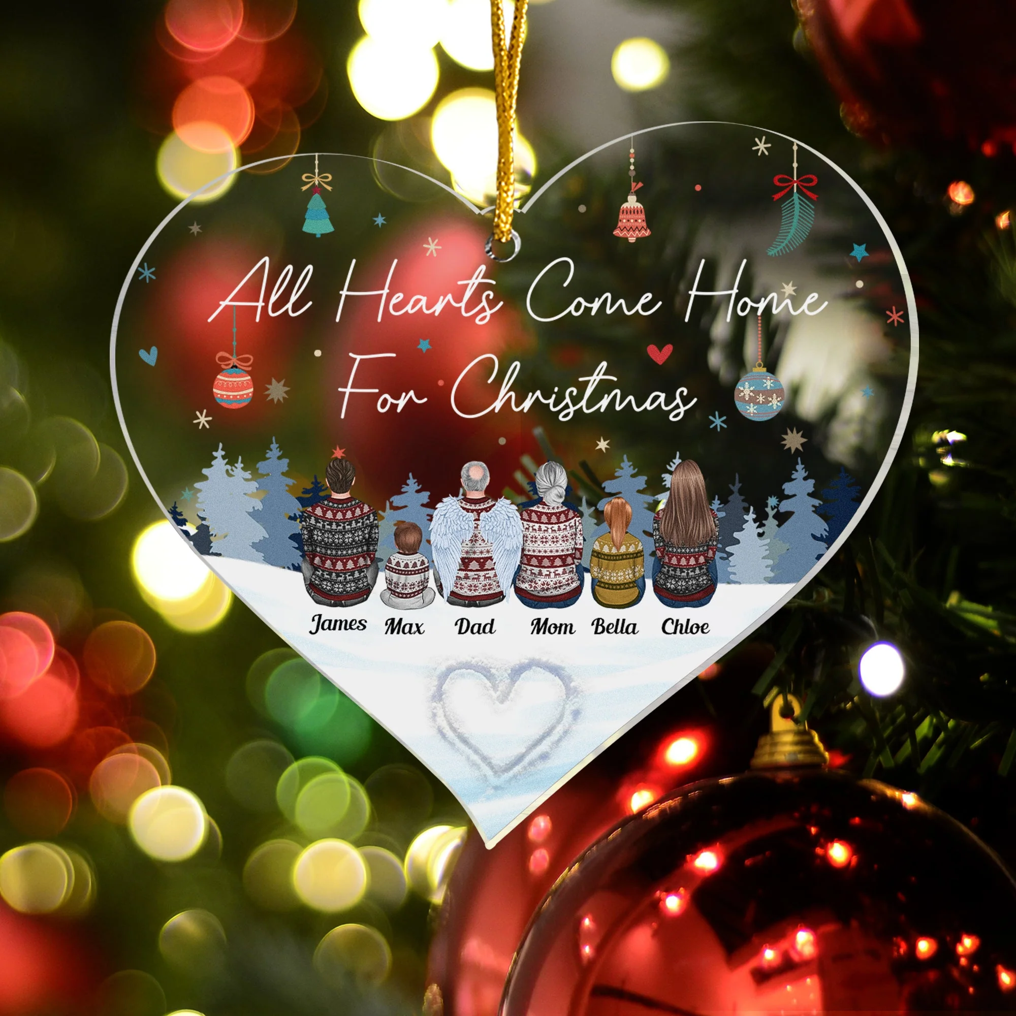 Hearts Come Home For Christmas - Personalized Custom Shape Acrylic Ornament - Image 3