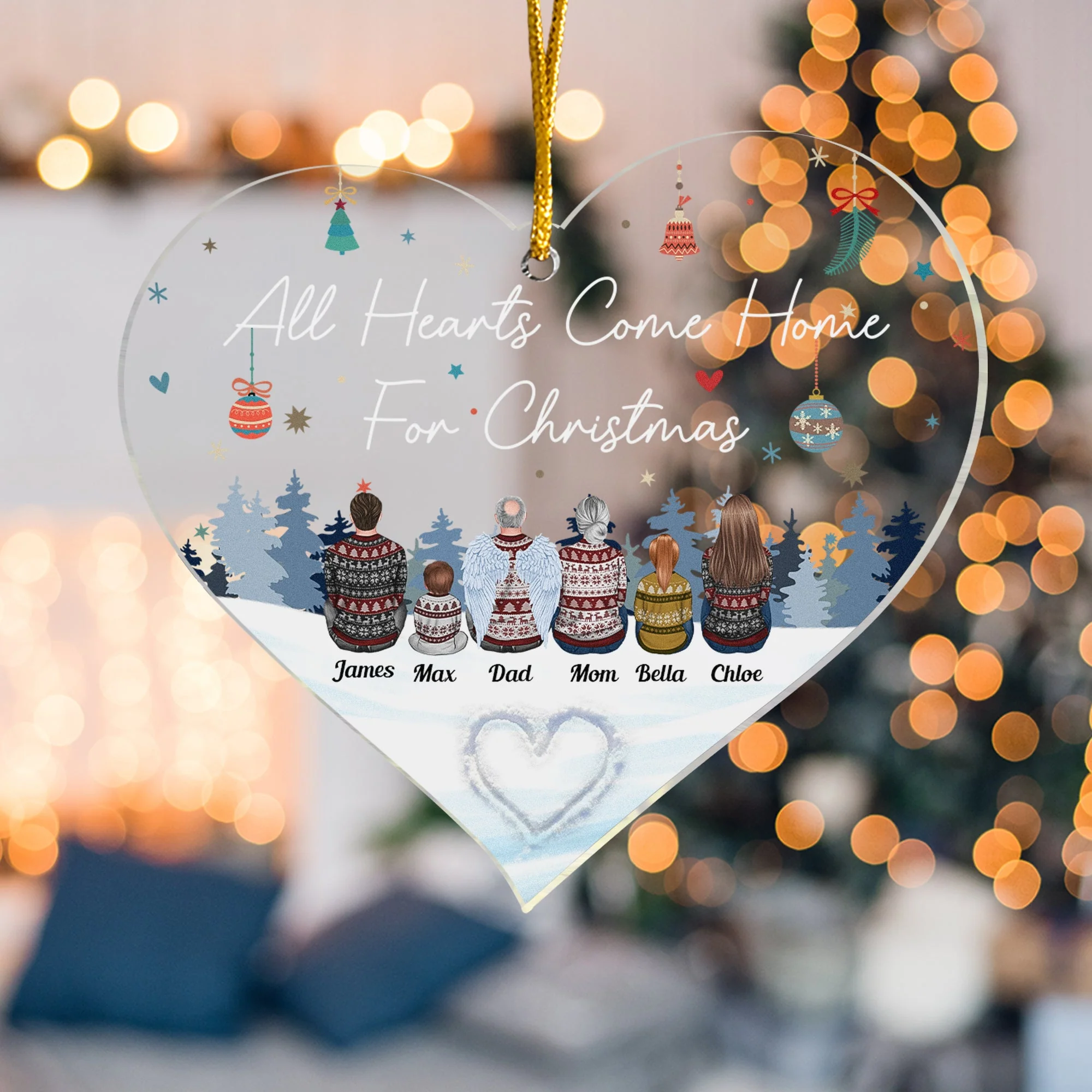 Hearts Come Home For Christmas - Personalized Custom Shape Acrylic Ornament - Image 4