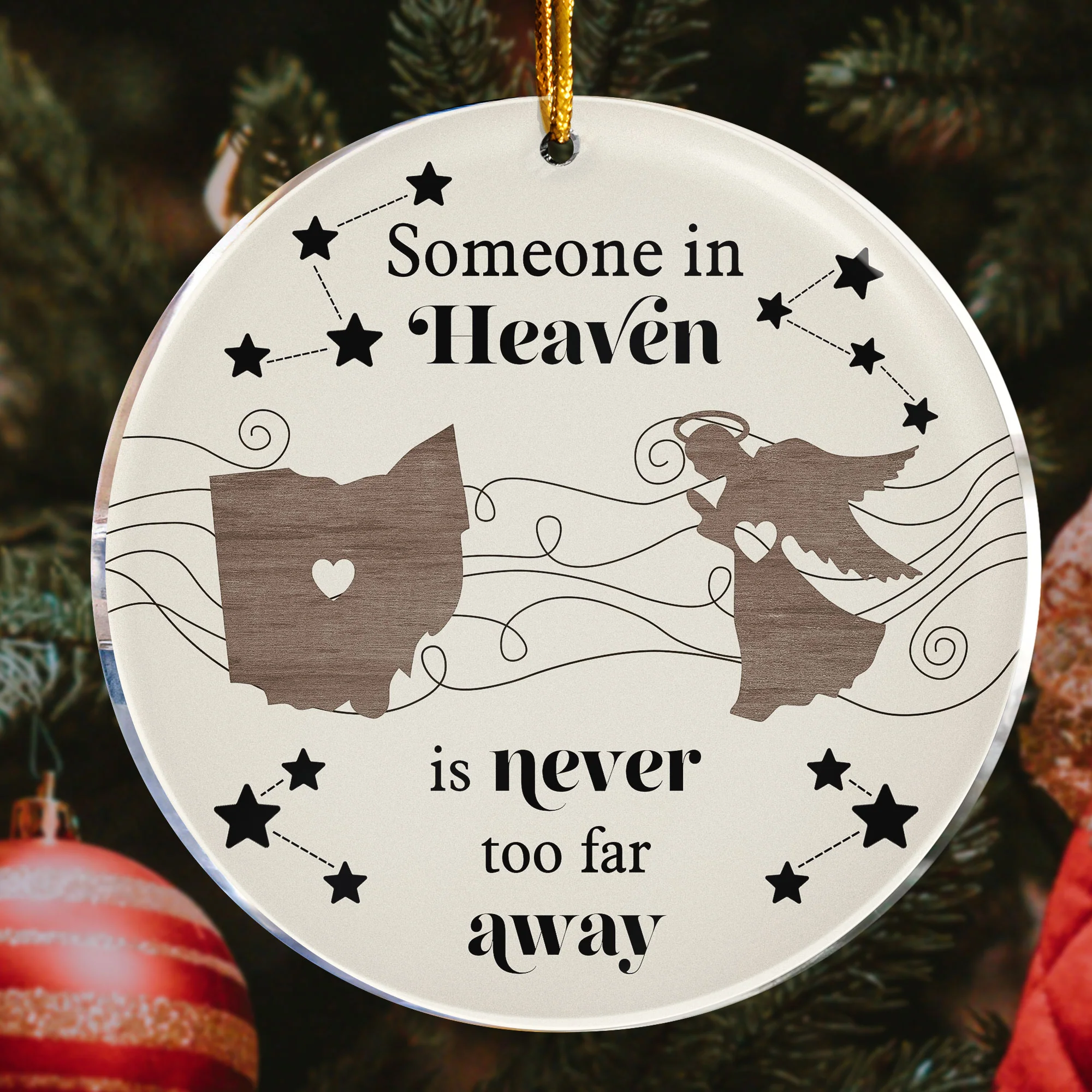 Heaven Isn't Too Far Away - Personalized Acrylic Ornament - Image 3