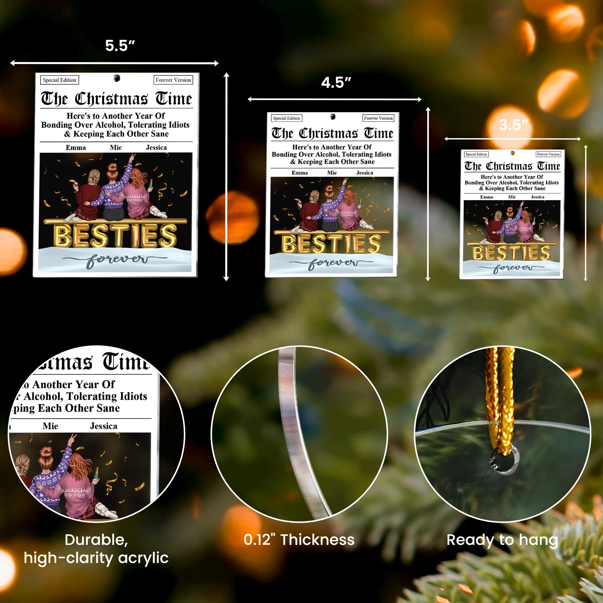 Here's To Another Year Of Bonding Over Alcohol Breaking News - Personalized Acrylic Ornament - Image 5