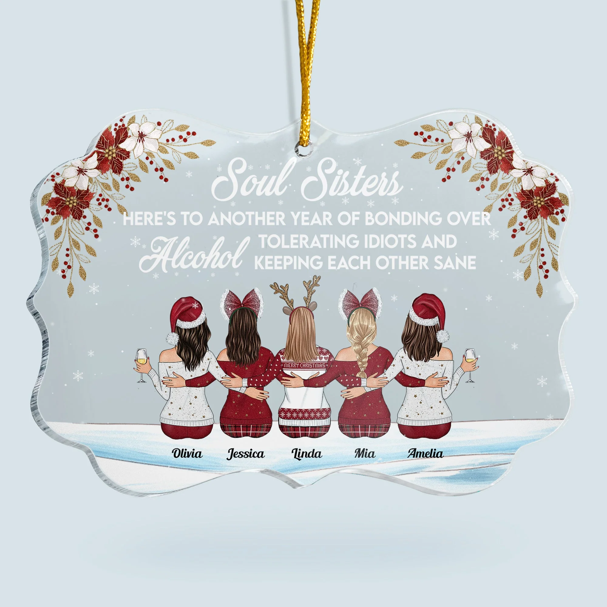 Here's To Another Year Of Bonding Over Alcohol - Personalized Friends Ornament - Gift For Friend - Image 2