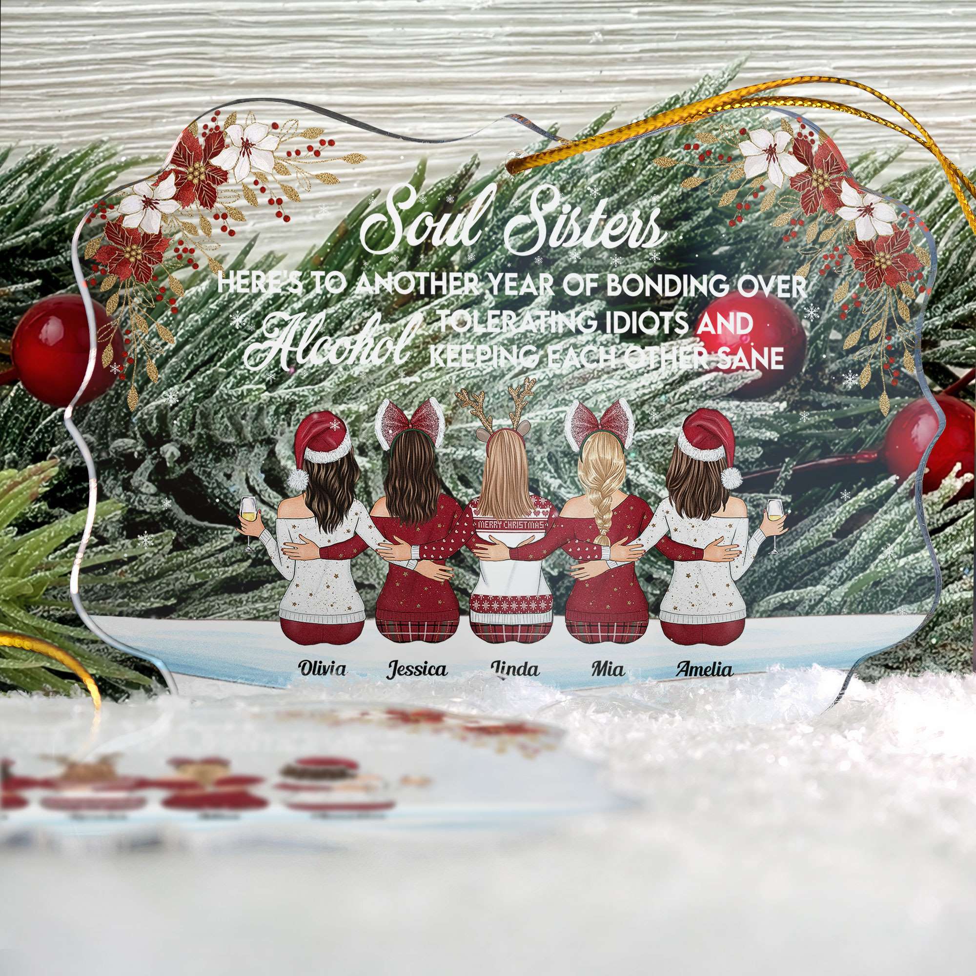 Here's To Another Year Of Bonding Over Alcohol - Personalized Friends Ornament - Gift For Friend - Image 3