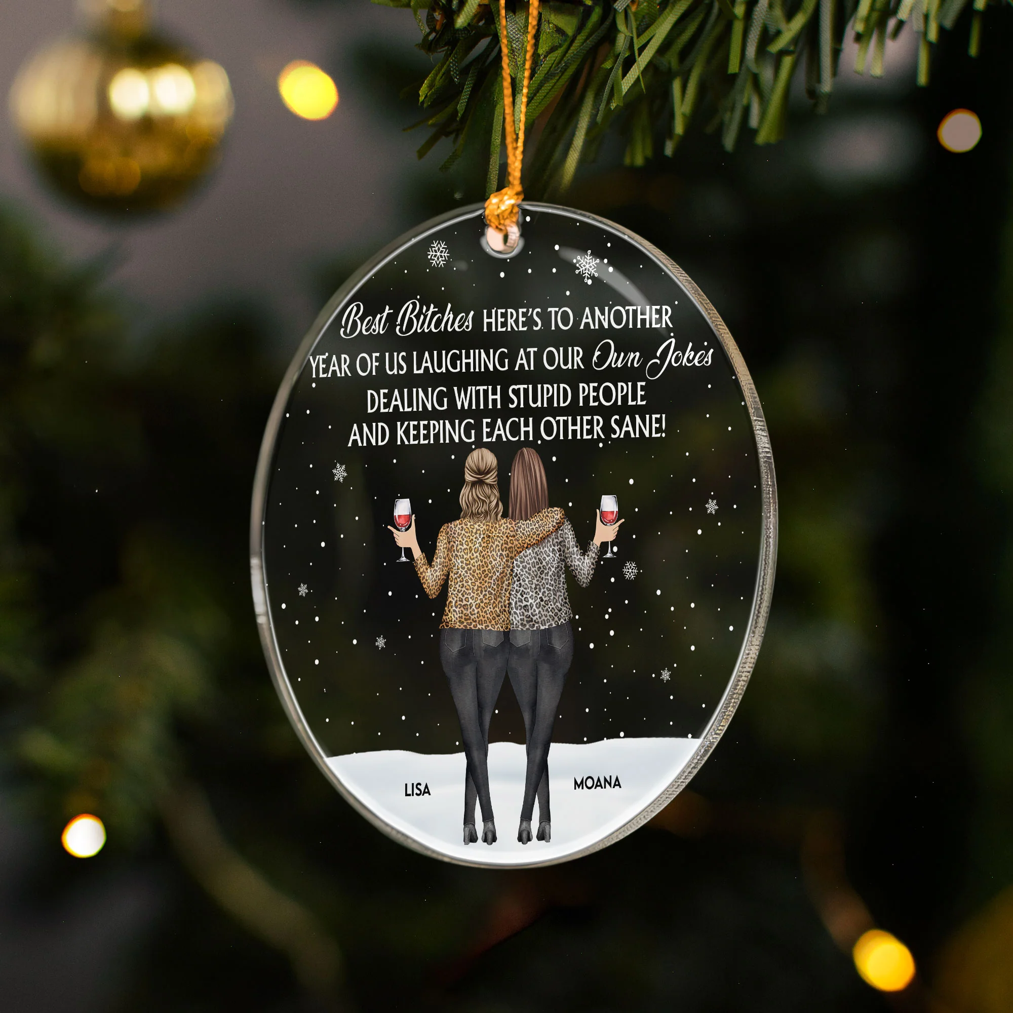 Here's To Another Year Of Us Laughing At Our Own Jokes - Personalized Acrylic Ornament - Image 3