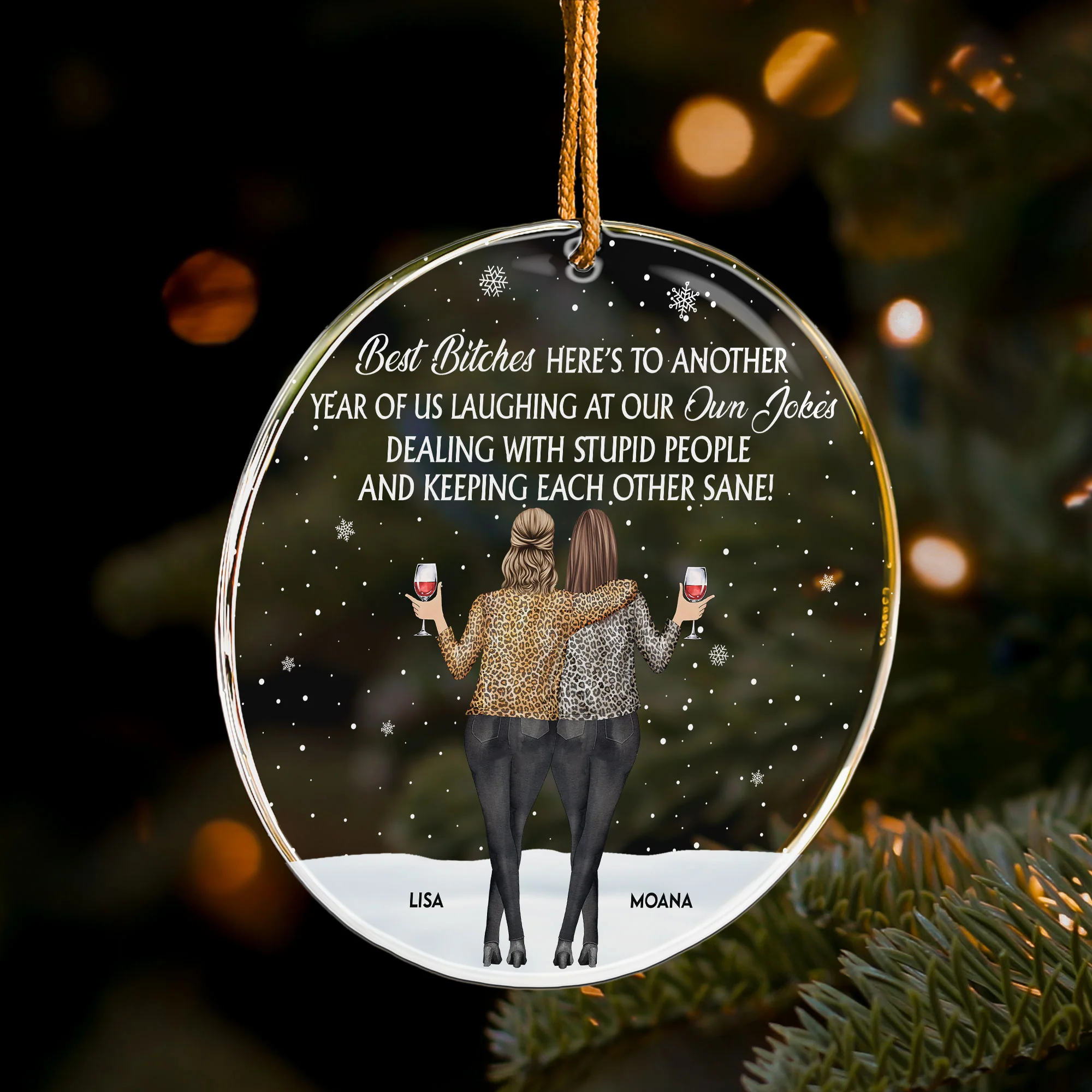 Here's To Another Year Of Us Laughing At Our Own Jokes - Personalized Acrylic Ornament - Image 4