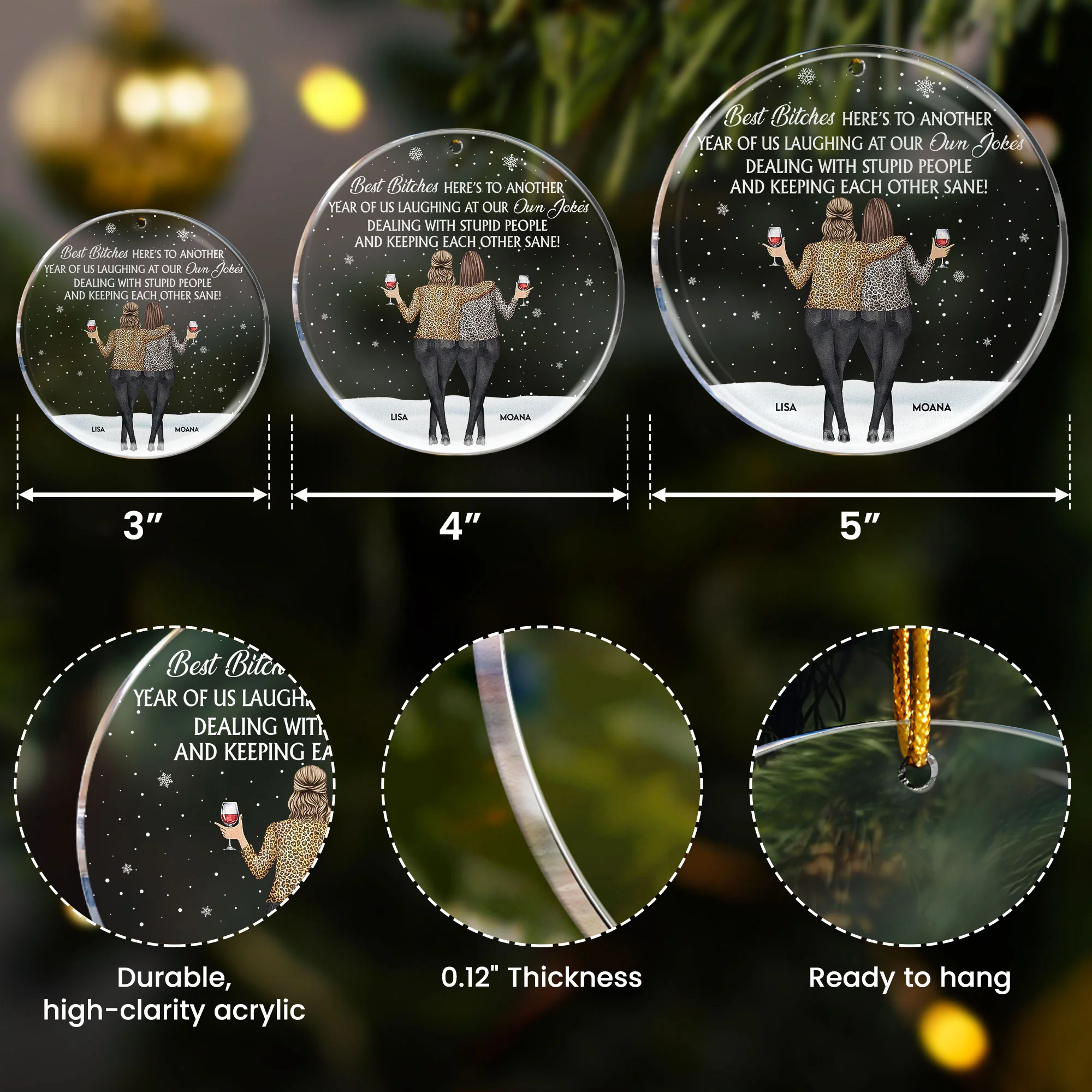 Here's To Another Year Of Us Laughing At Our Own Jokes - Personalized Acrylic Ornament - Image 5