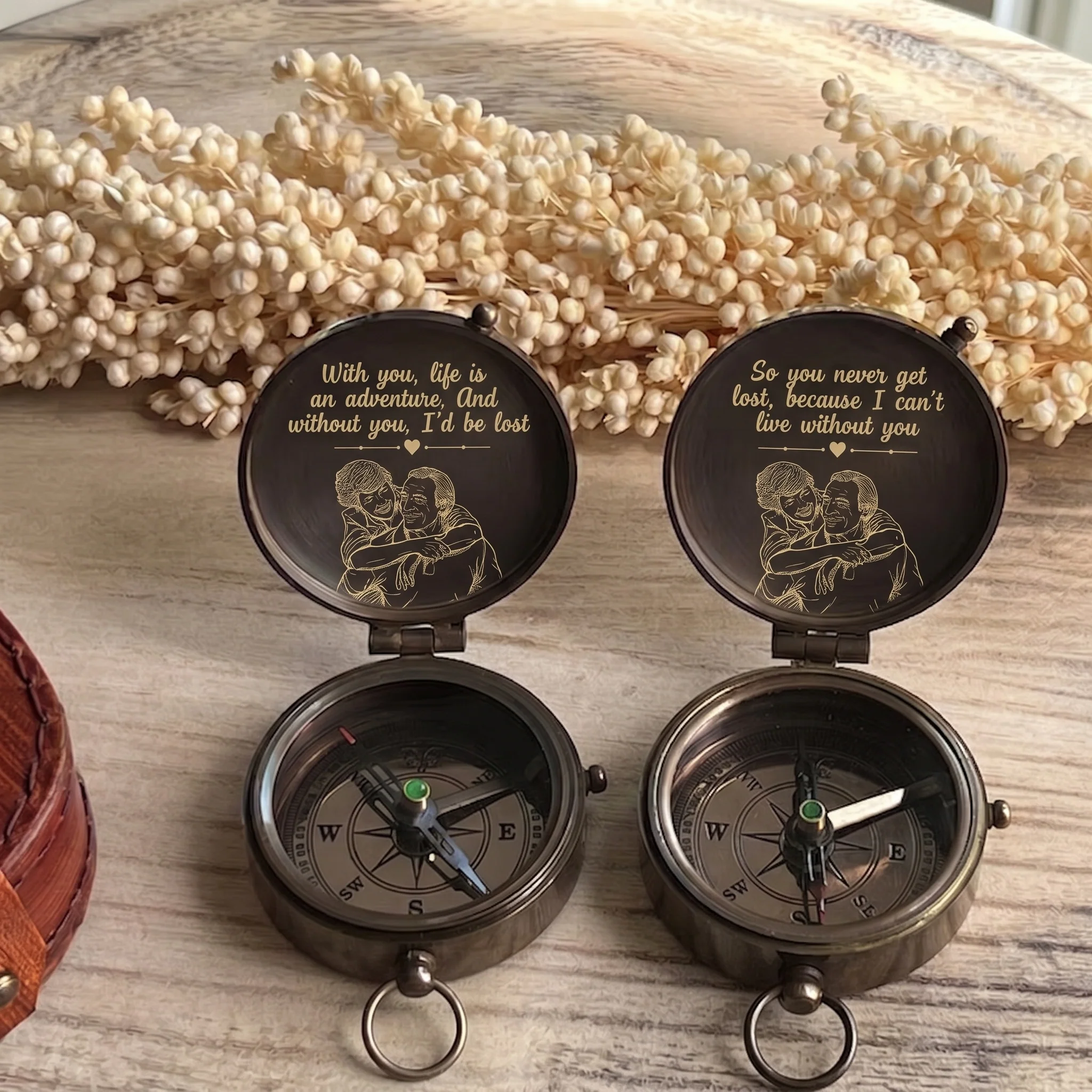 Hidden Message & Couple Photo - Reminder For Him, Husband, Boyfriend - Personalized Compass - Image 7
