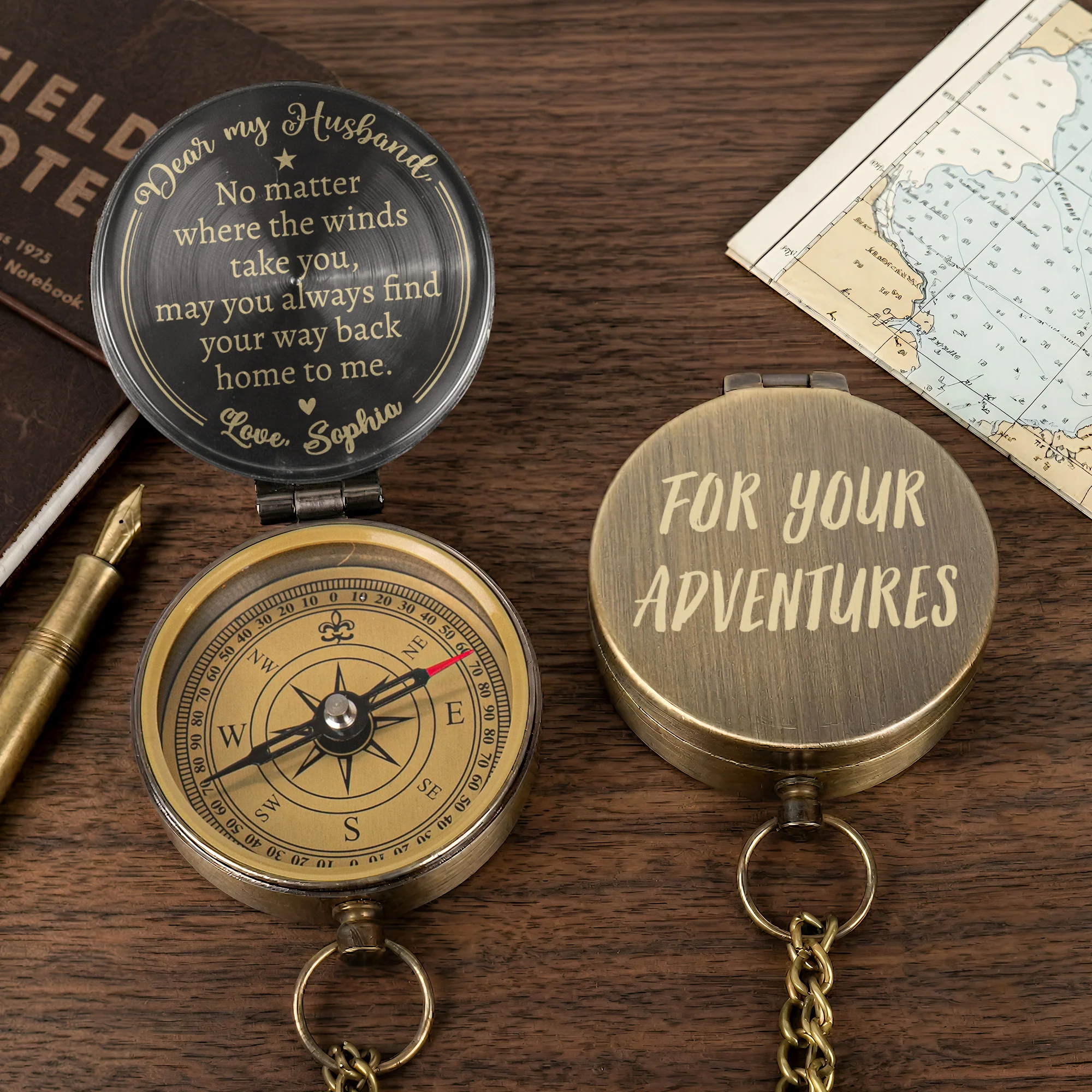 Hidden Message - Reminder For Him, Husband, Boyfriend - Personalized Compass