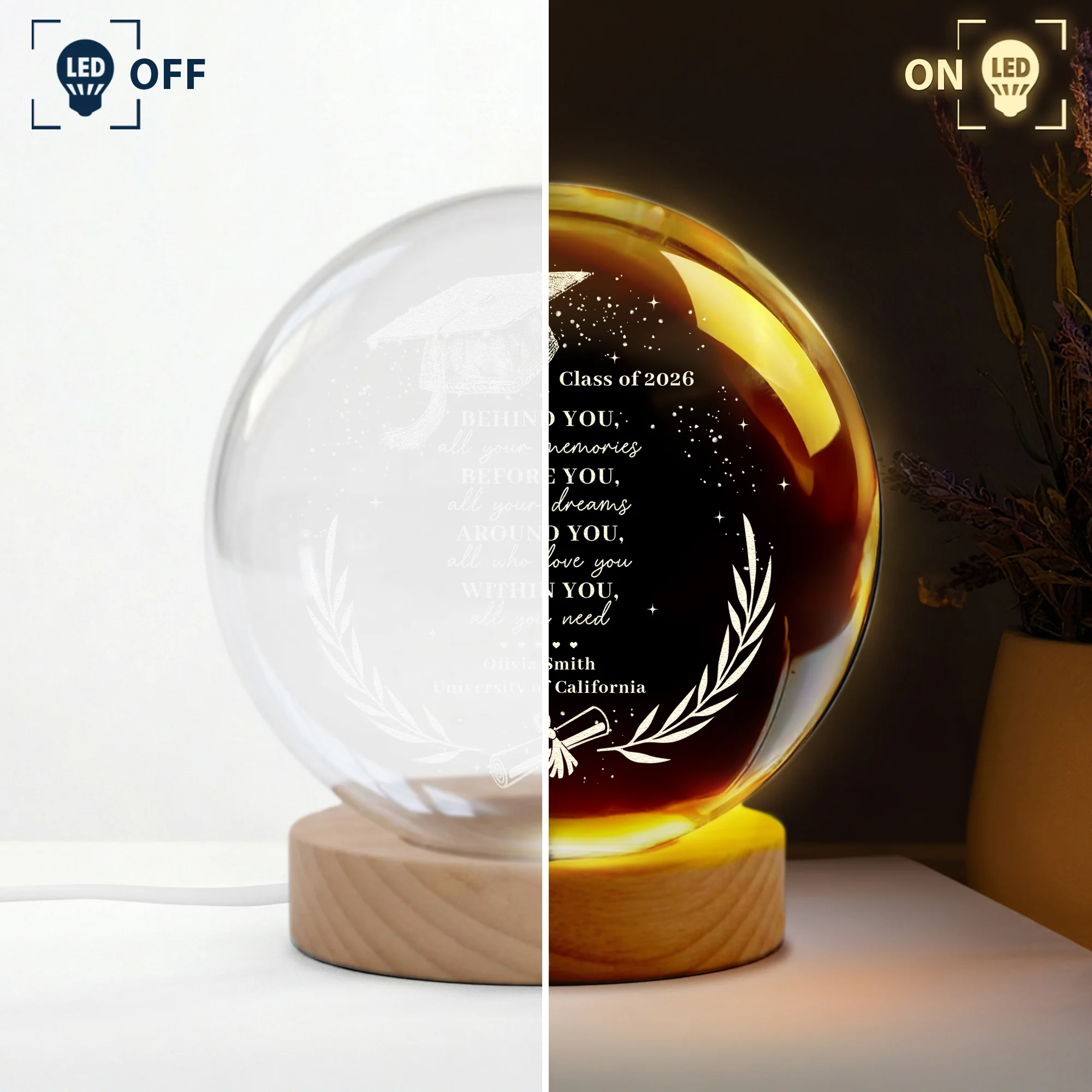 Highschool College Graduation Gift For Bestie, Daughter - Personalized Night Light - Image 3