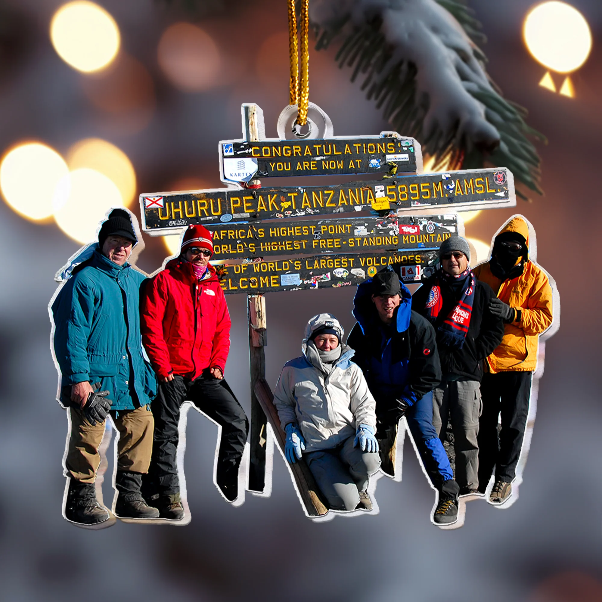 Hiking And Trekking Group Of Friends - Personalized Acrylic Photo Ornament - Image 5