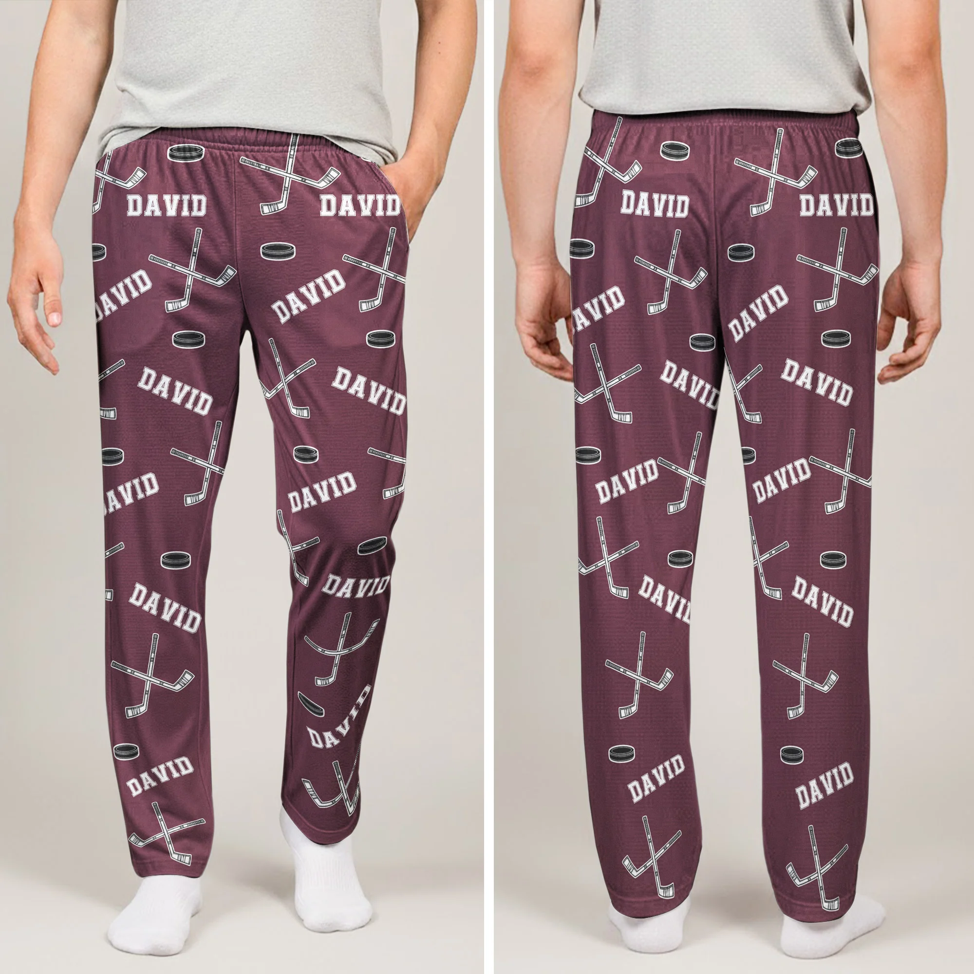 Hockey Custom Name - Personalized Sweatpants - Lounge Pants With Pockets, Custom Pajama Pants, Jogger Sweatpants, Gift For Son, Gift for Him - Image 3