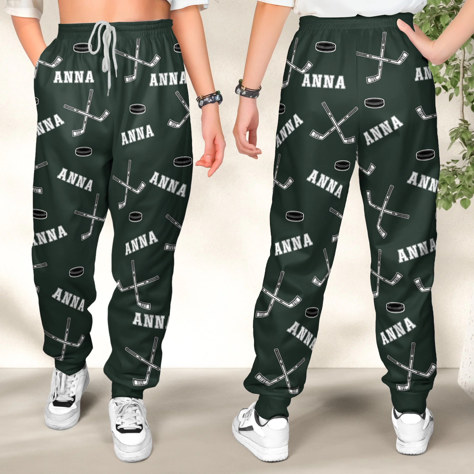 Hockey Custom Name - Personalized Sweatpants - Lounge Pants With Pockets, Custom Pajama Pants, Jogger Sweatpants, Gift For Son, Gift for Him - Image 4