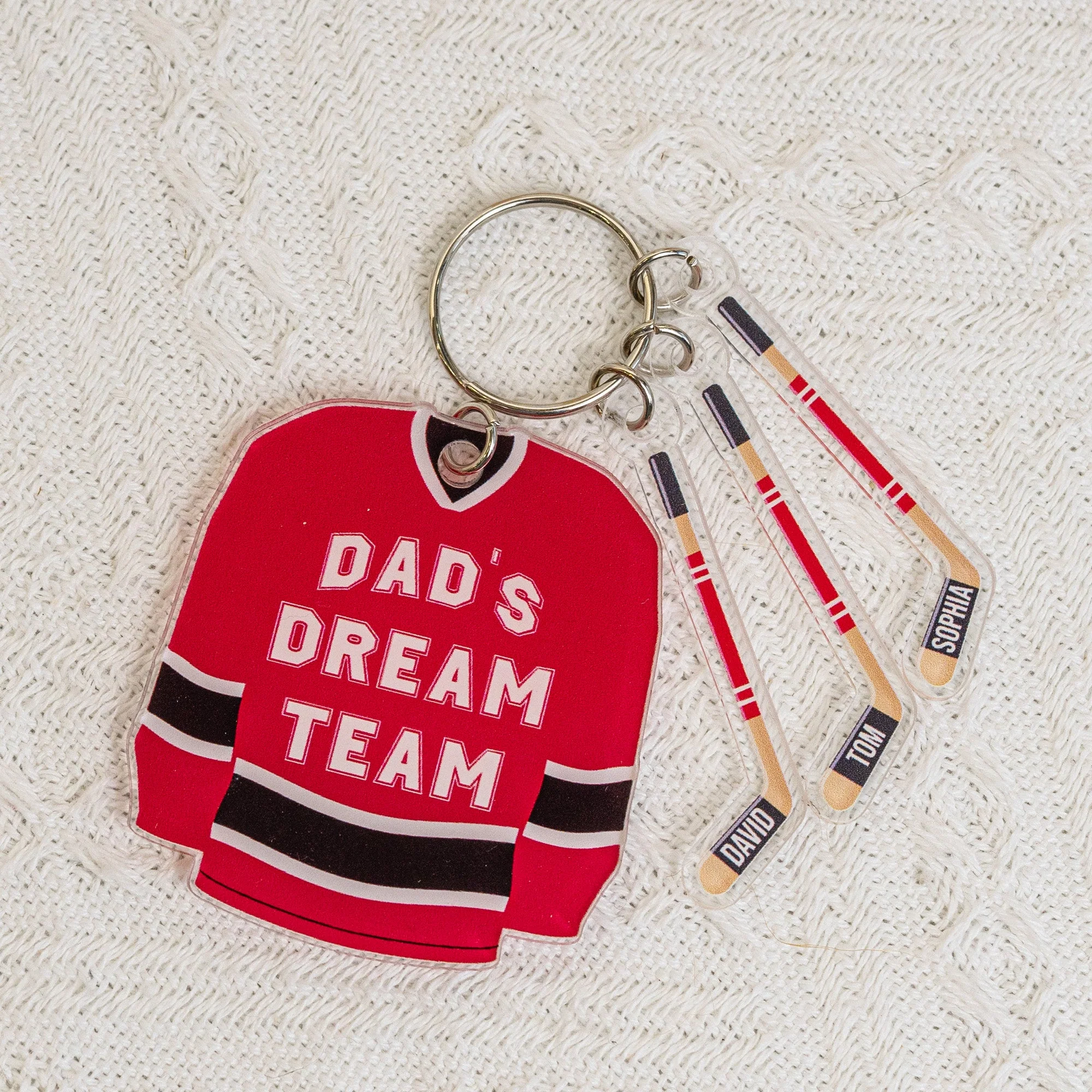 Hockey Dad's Dream Team - Personalized Acrylic Keychain - Image 3