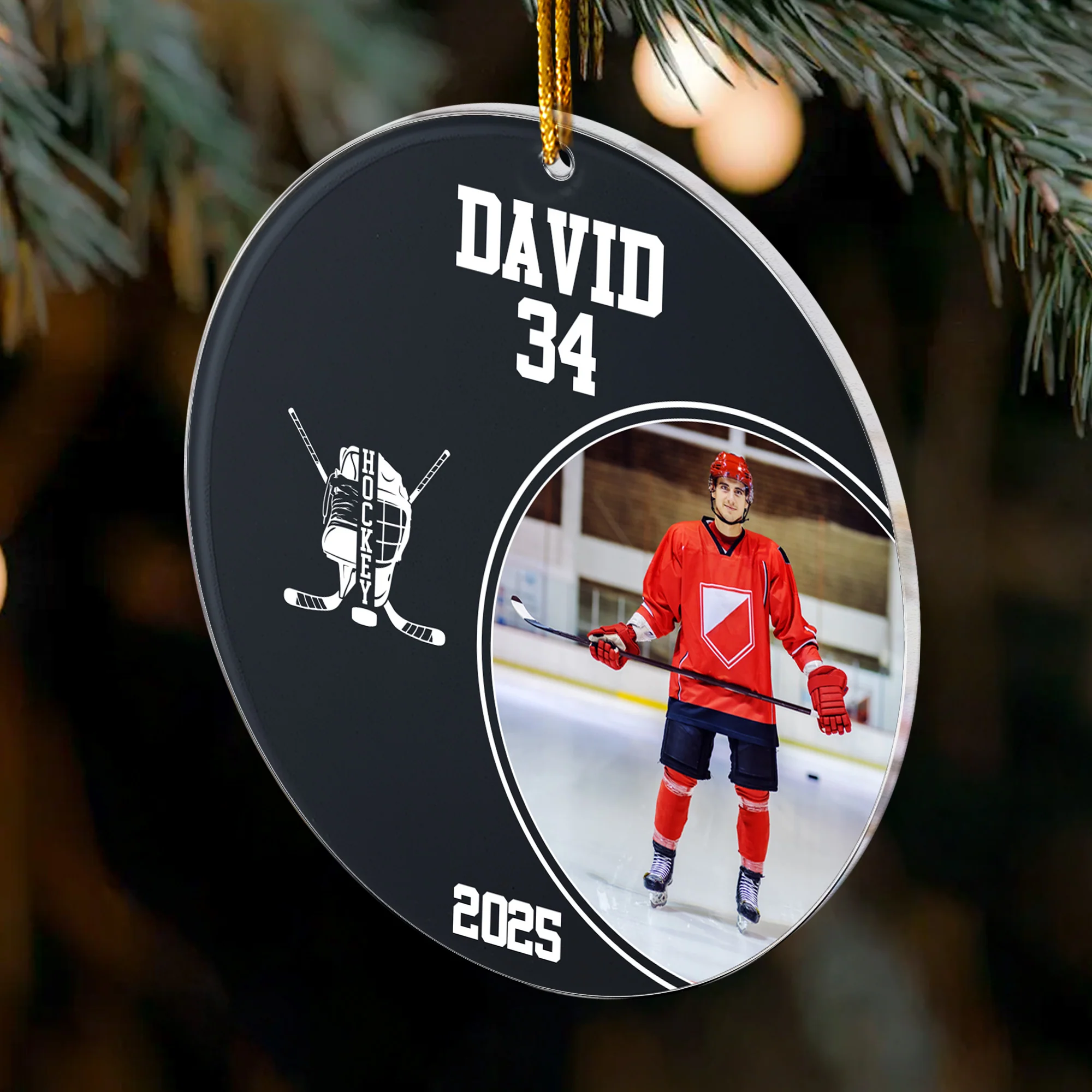 Hockey Player - Personalized Acrylic Photo Ornament - Image 4
