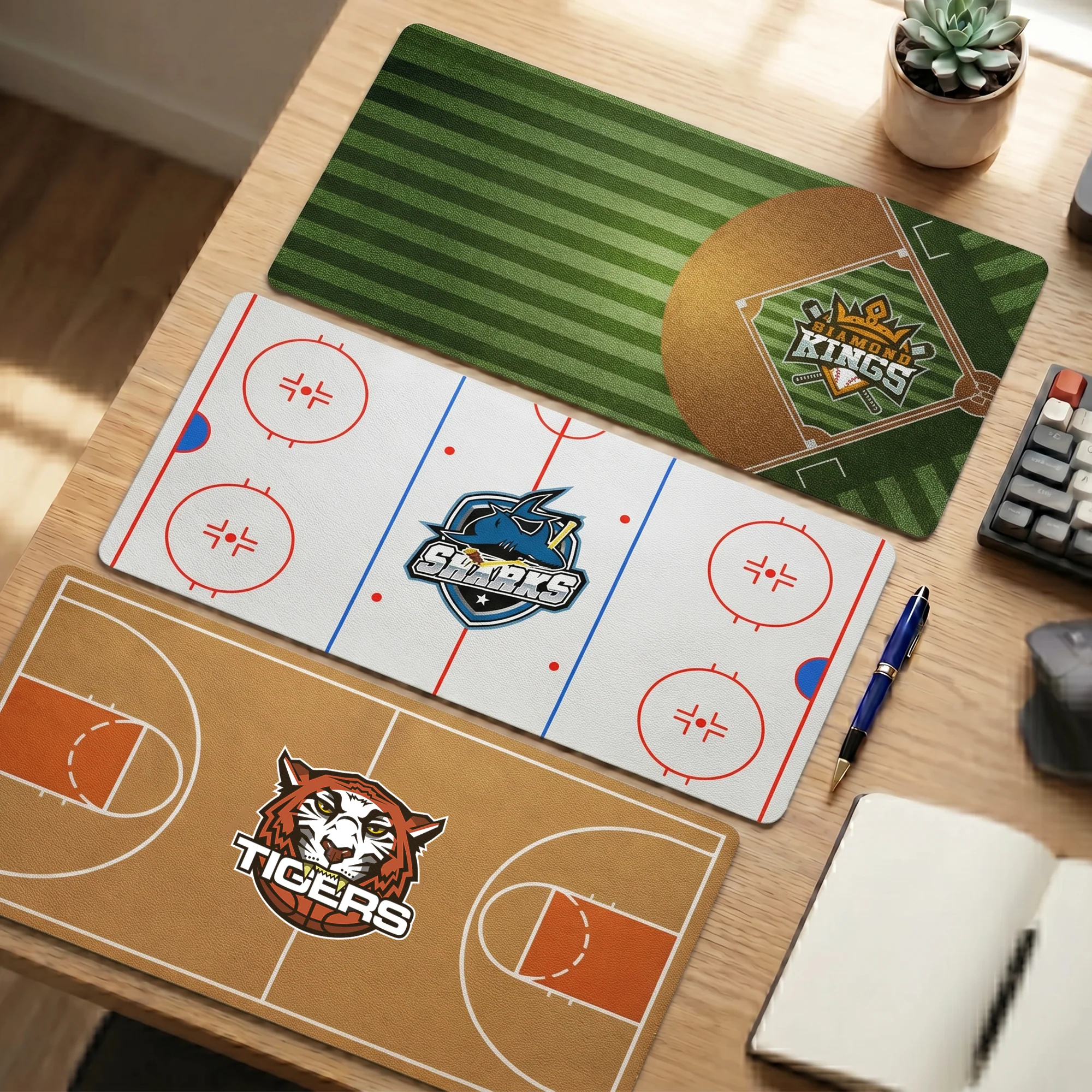 Hockey Rink, Basketball Court, Soccer, Baseball, American Football, Softball Field - Personalized Desk Mat