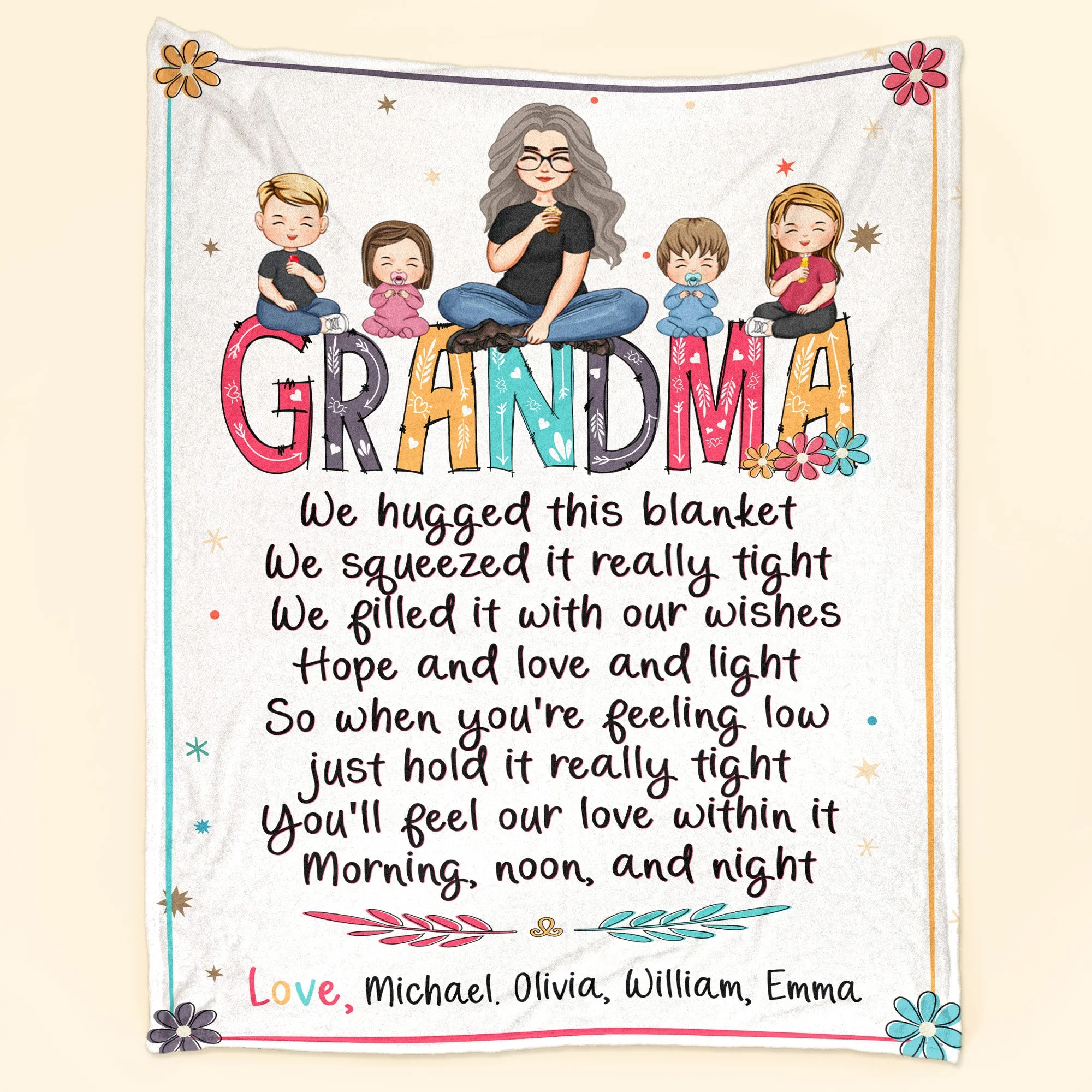 Hold This Blanket When You're Feeling Low - Personalized Blanket - Birthday, New Year, Christmas Gift For Grandma, Nana, Gigi